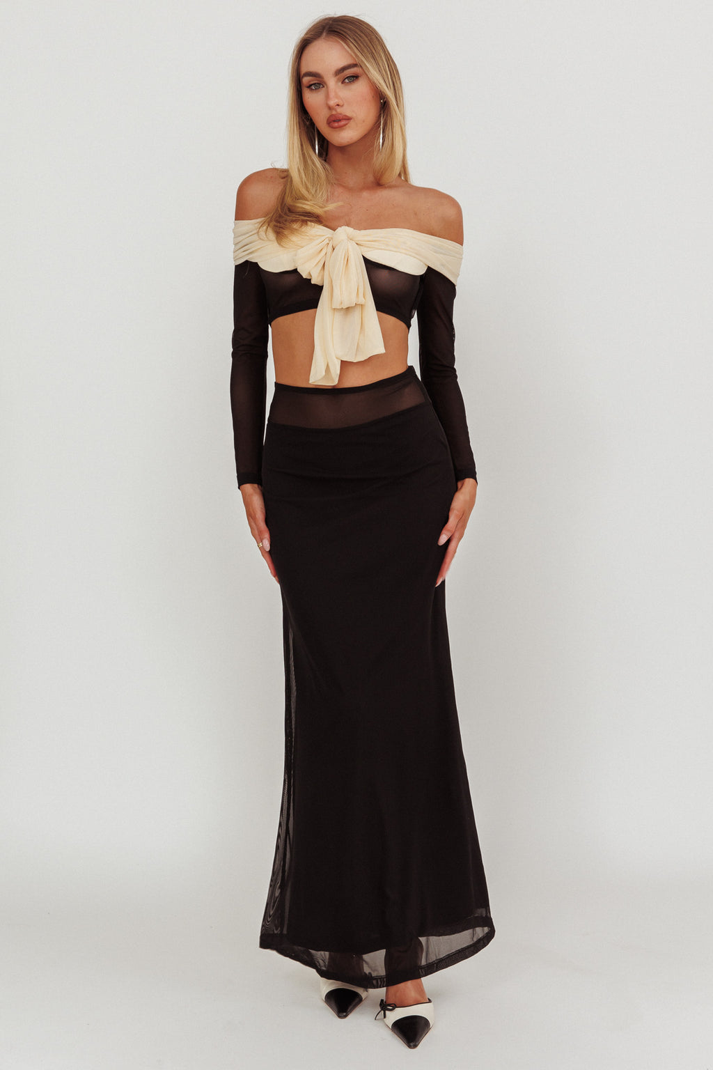 Perfect Worlds Mesh Maxi Skirt Black by Selfie Leslie