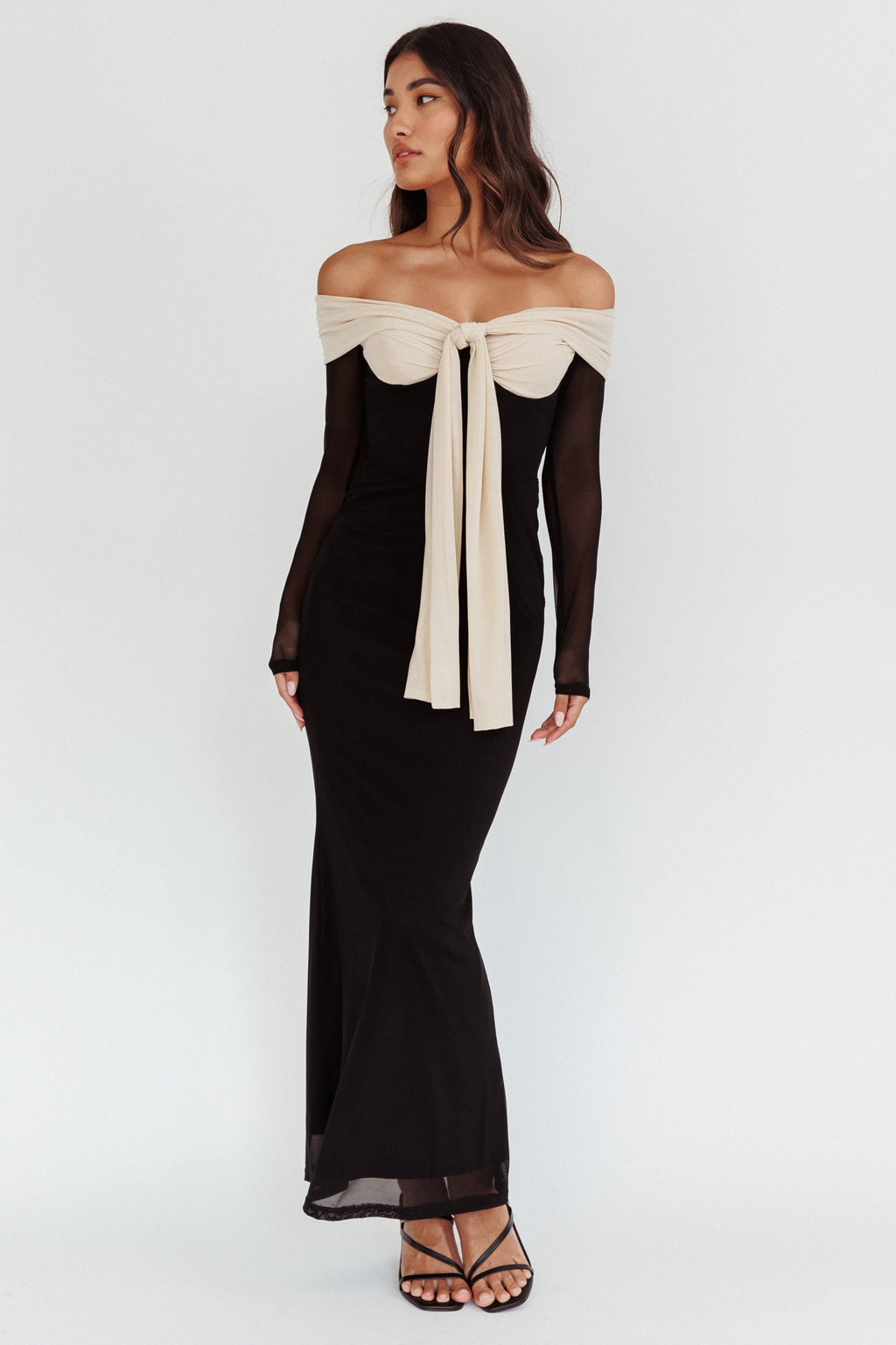 Perfect Worlds Off Shoulder Maxi Dress Black by Selfie Leslie