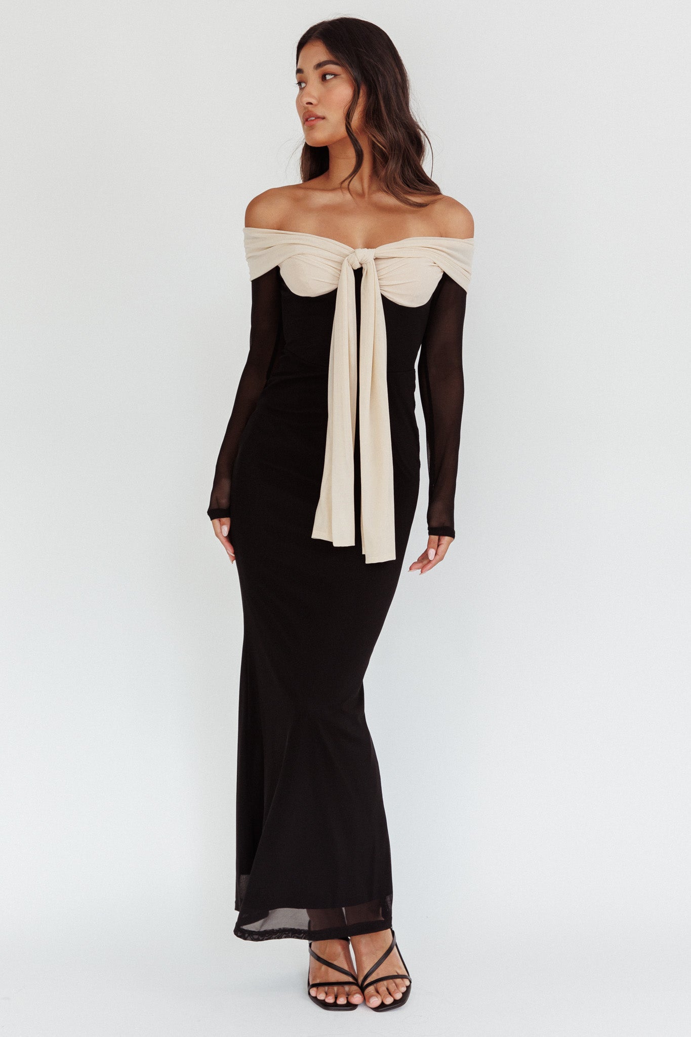 Perfect Worlds Off Shoulder Maxi Dress Black by Selfie Leslie