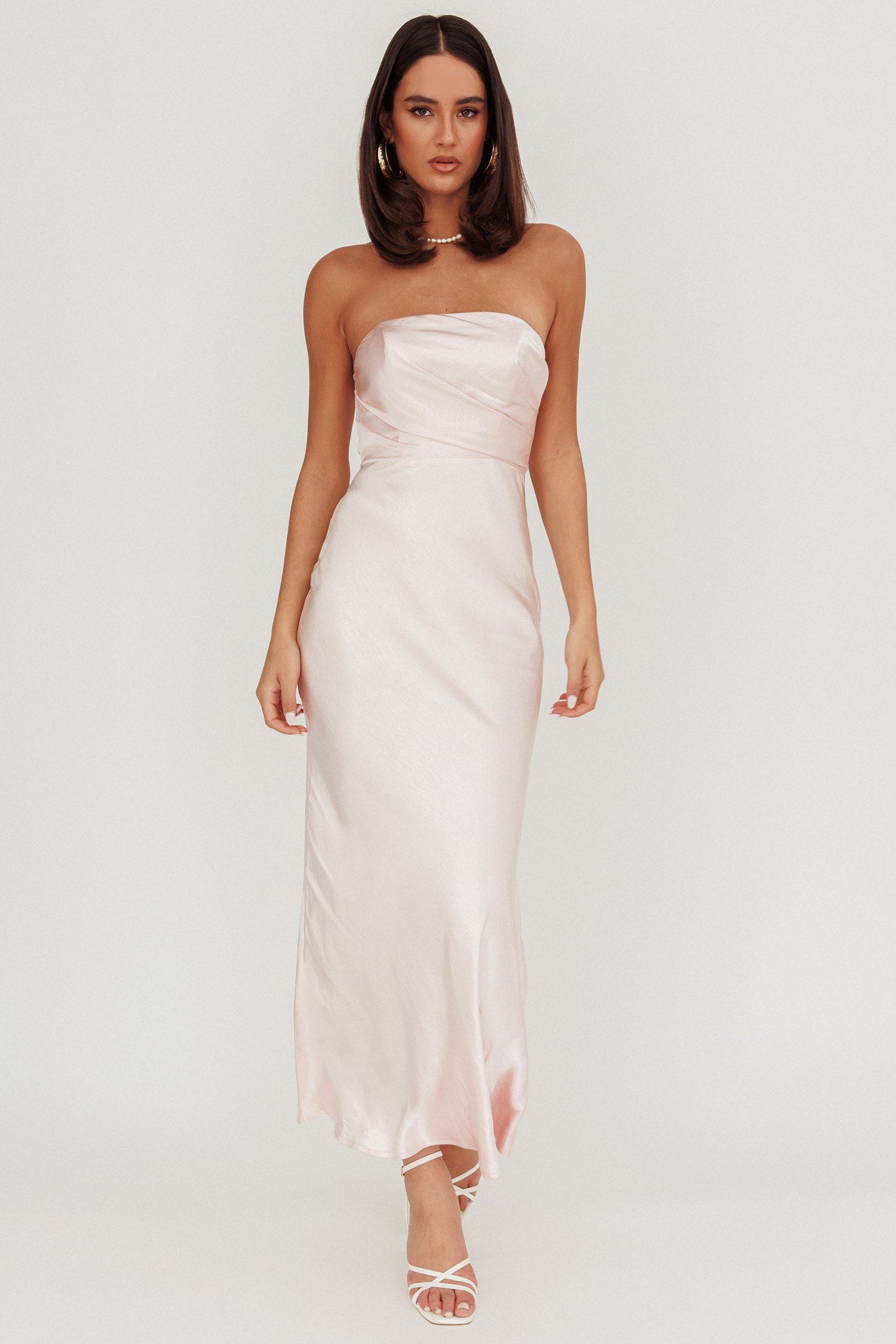 City Of Stars Strapless Maxi Dress Baby Pink by Selfie Leslie