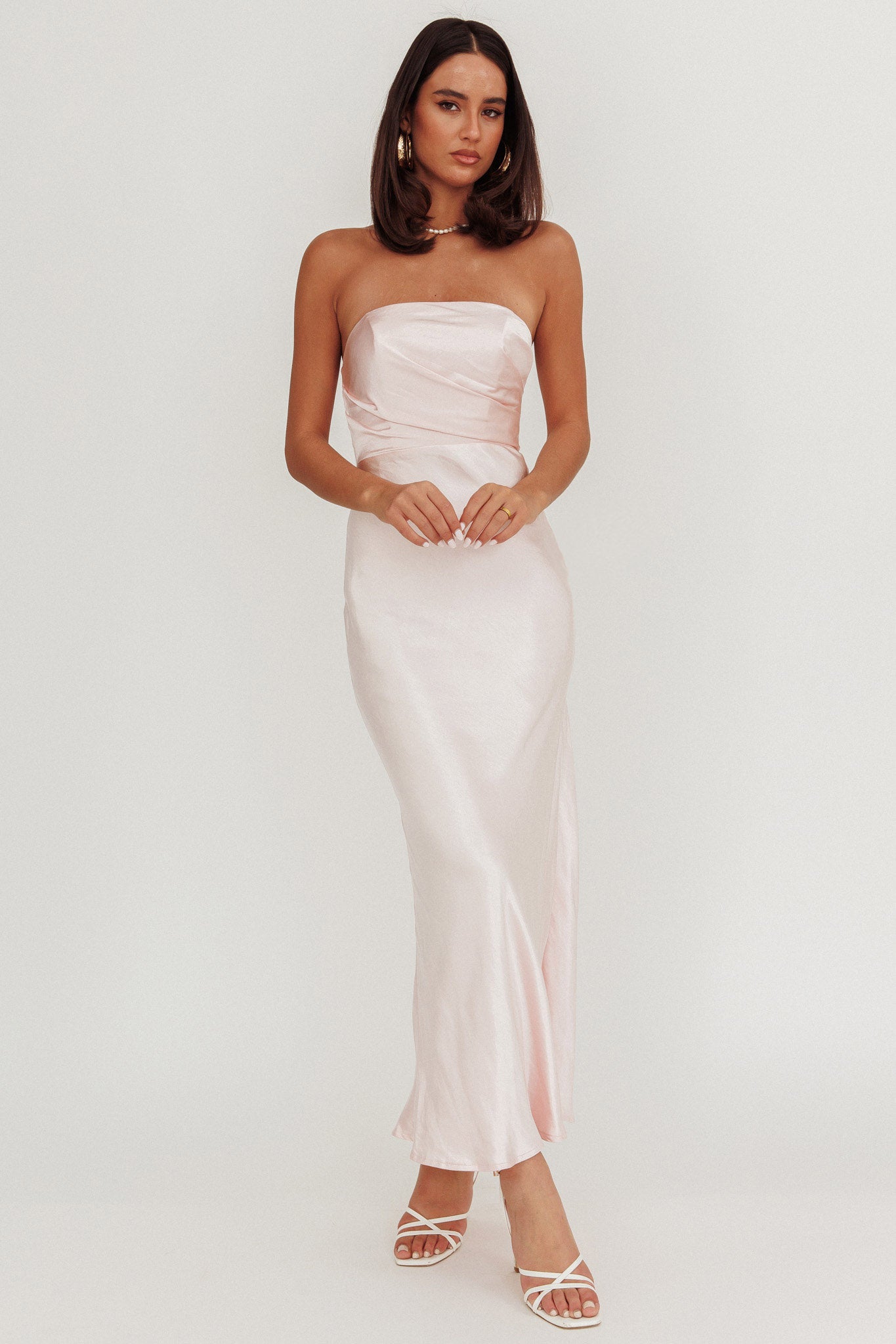 City Of Stars Strapless Maxi Dress Baby Pink by Selfie Leslie