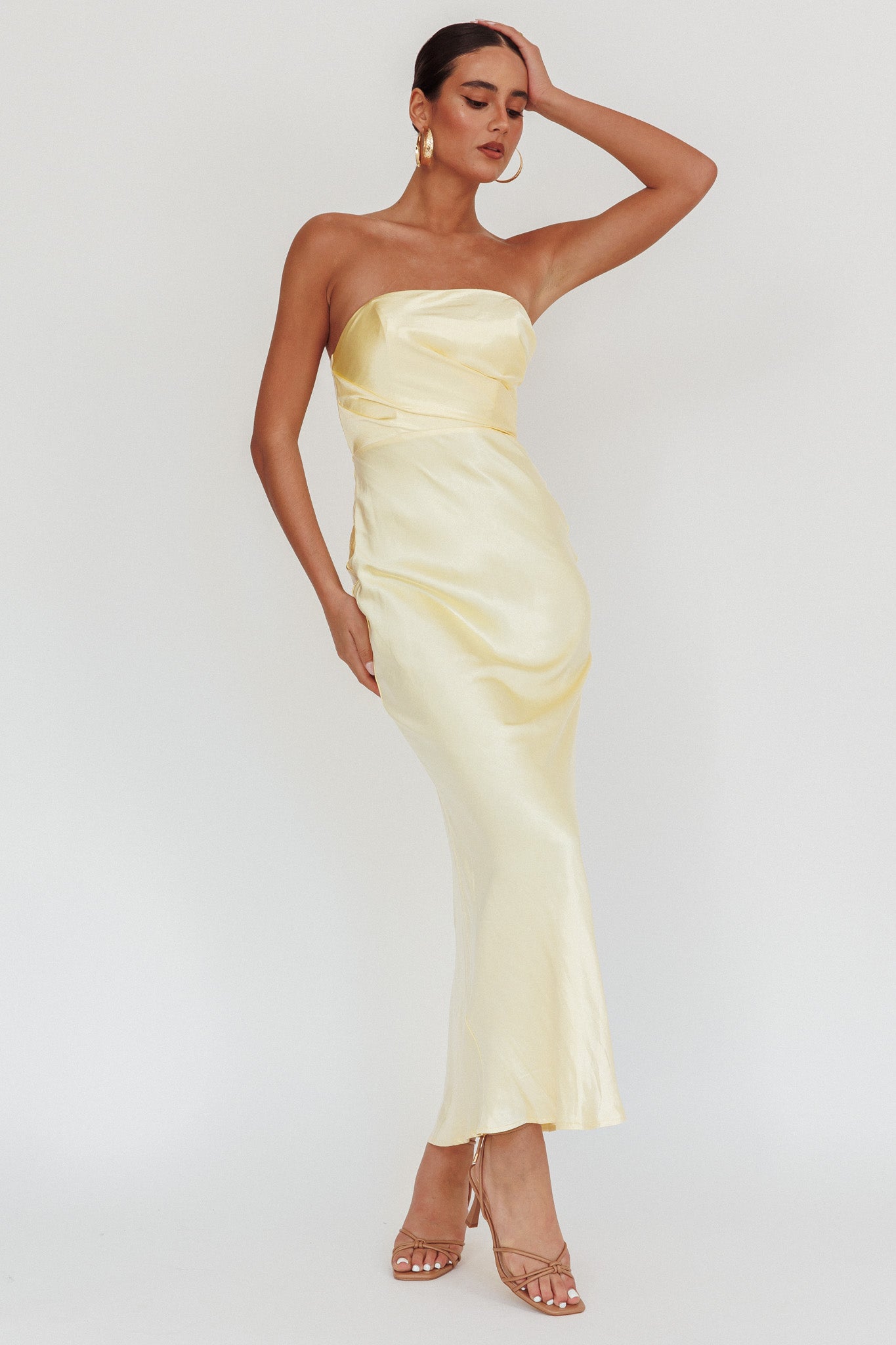 City Of Stars Strapless Maxi Dress Butter by Selfie Leslie