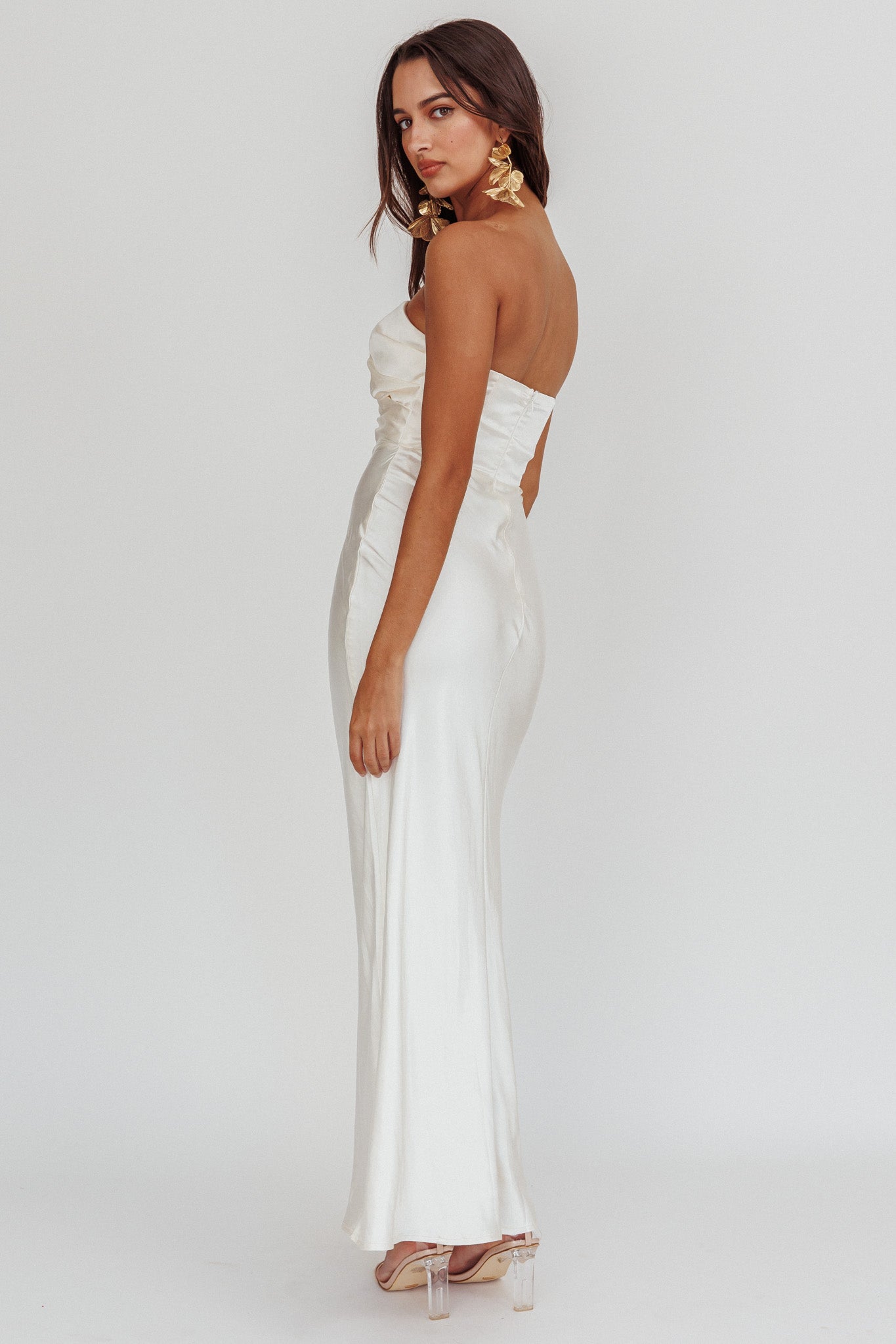 City Of Stars Strapless Maxi Dress Oyster by Selfie Leslie
