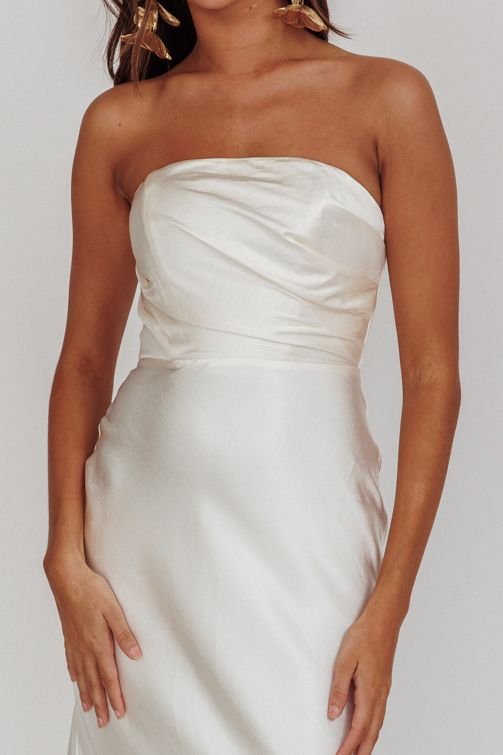 City Of Stars Strapless Maxi Dress Oyster by Selfie Leslie