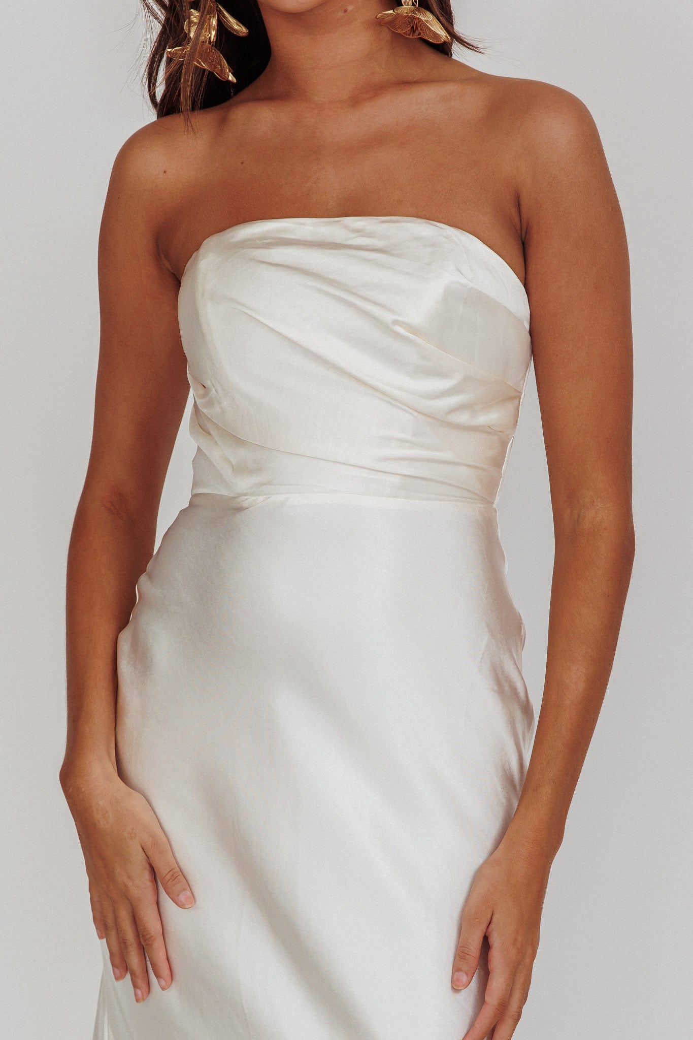 City Of Stars Strapless Maxi Dress Oyster by Selfie Leslie