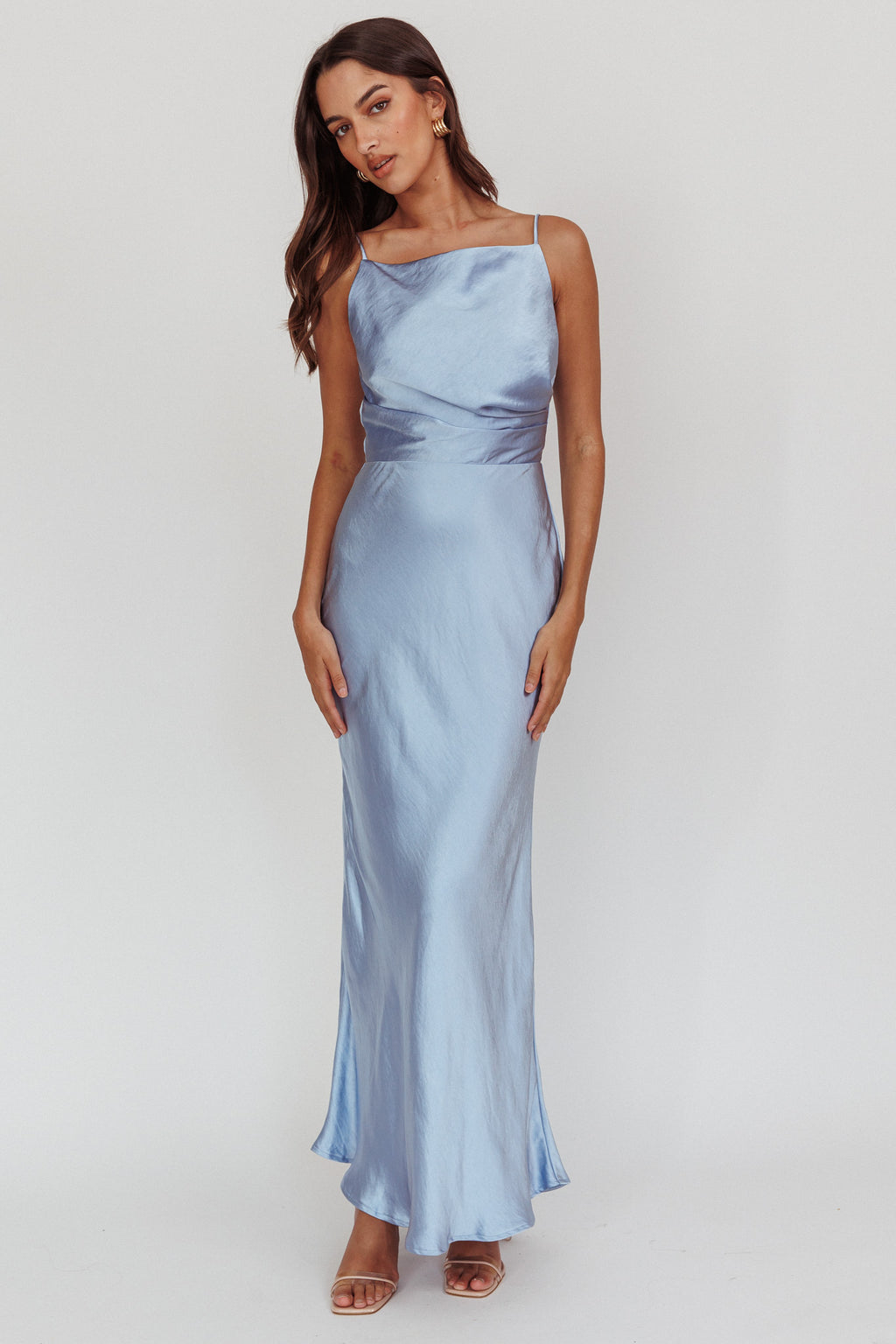 Laila Boat Neck Maxi Dress Stone Blue by Selfie Leslie