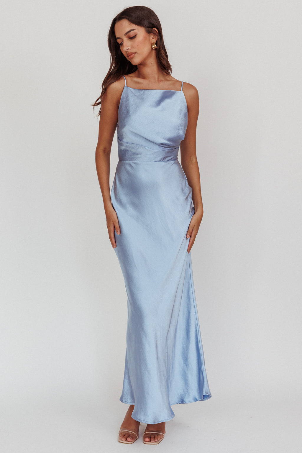 Laila Boat Neck Maxi Dress Stone Blue by Selfie Leslie