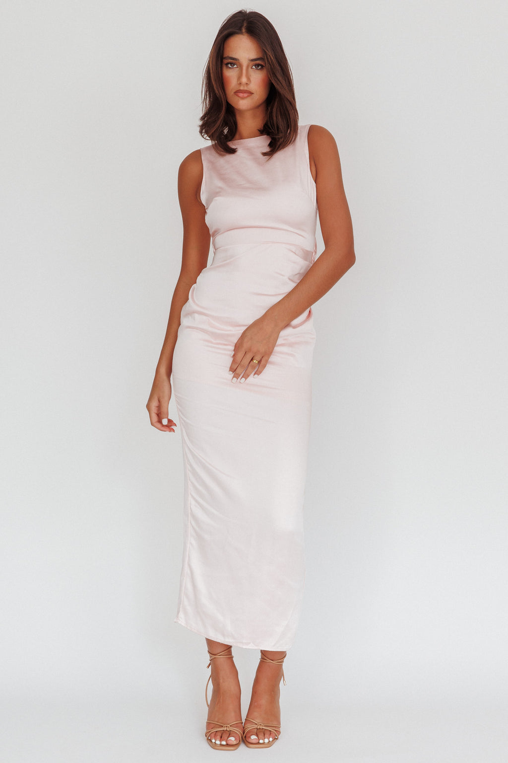 Leila Boat Neck Midi Dress Pink by Selfie Leslie