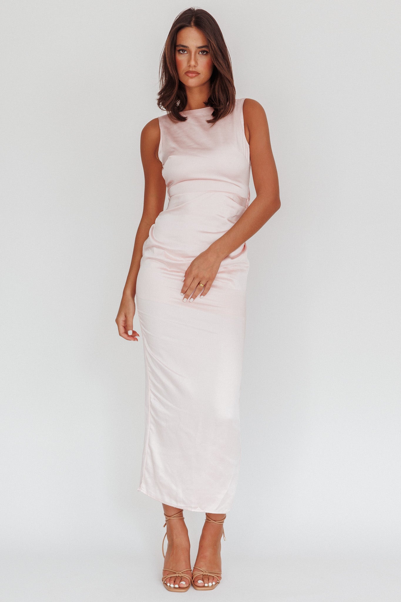 Leila Boat Neck Midi Dress Pink by Selfie Leslie