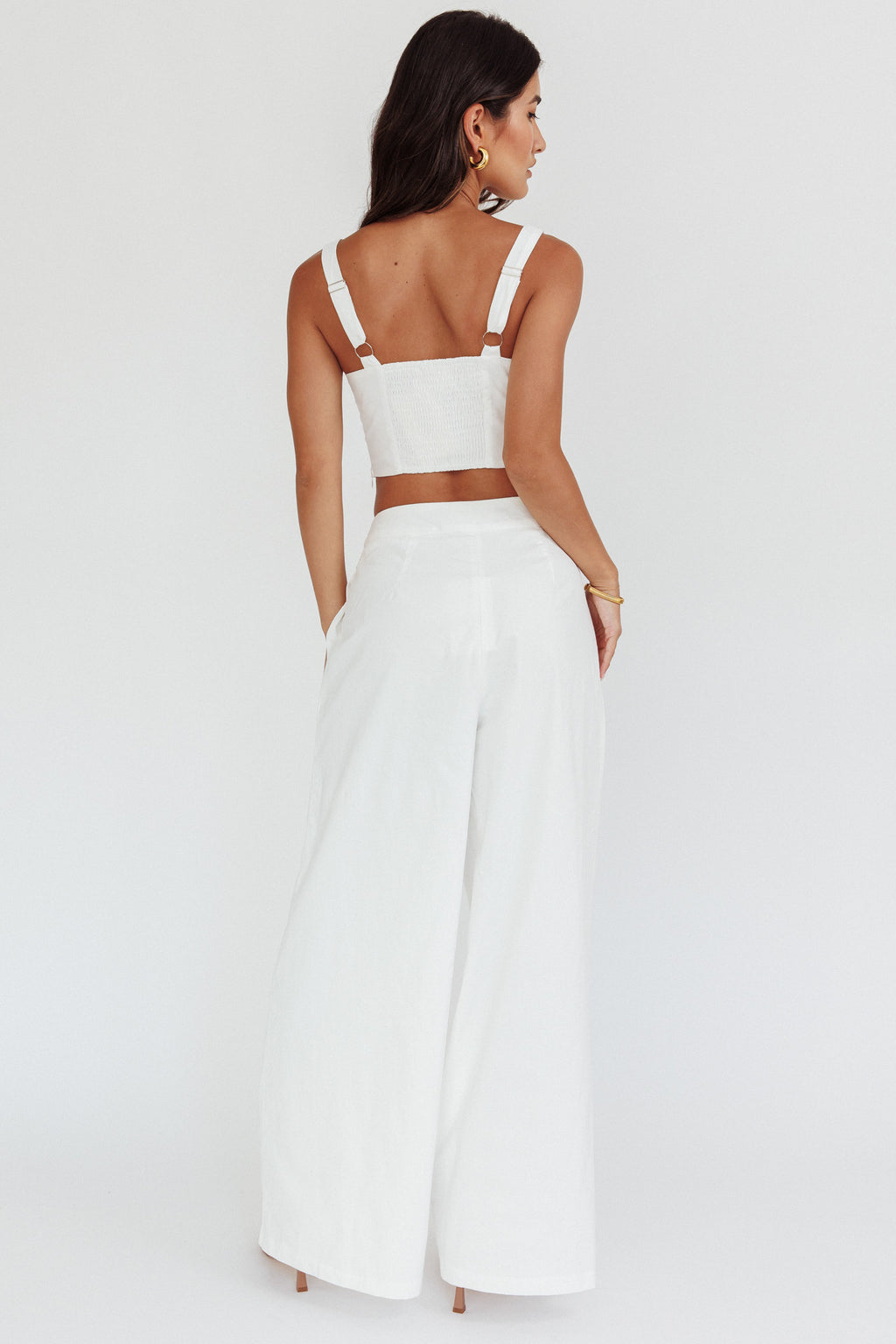 Empire Wide-Leg Side Pocket Pants White by Selfie Leslie
