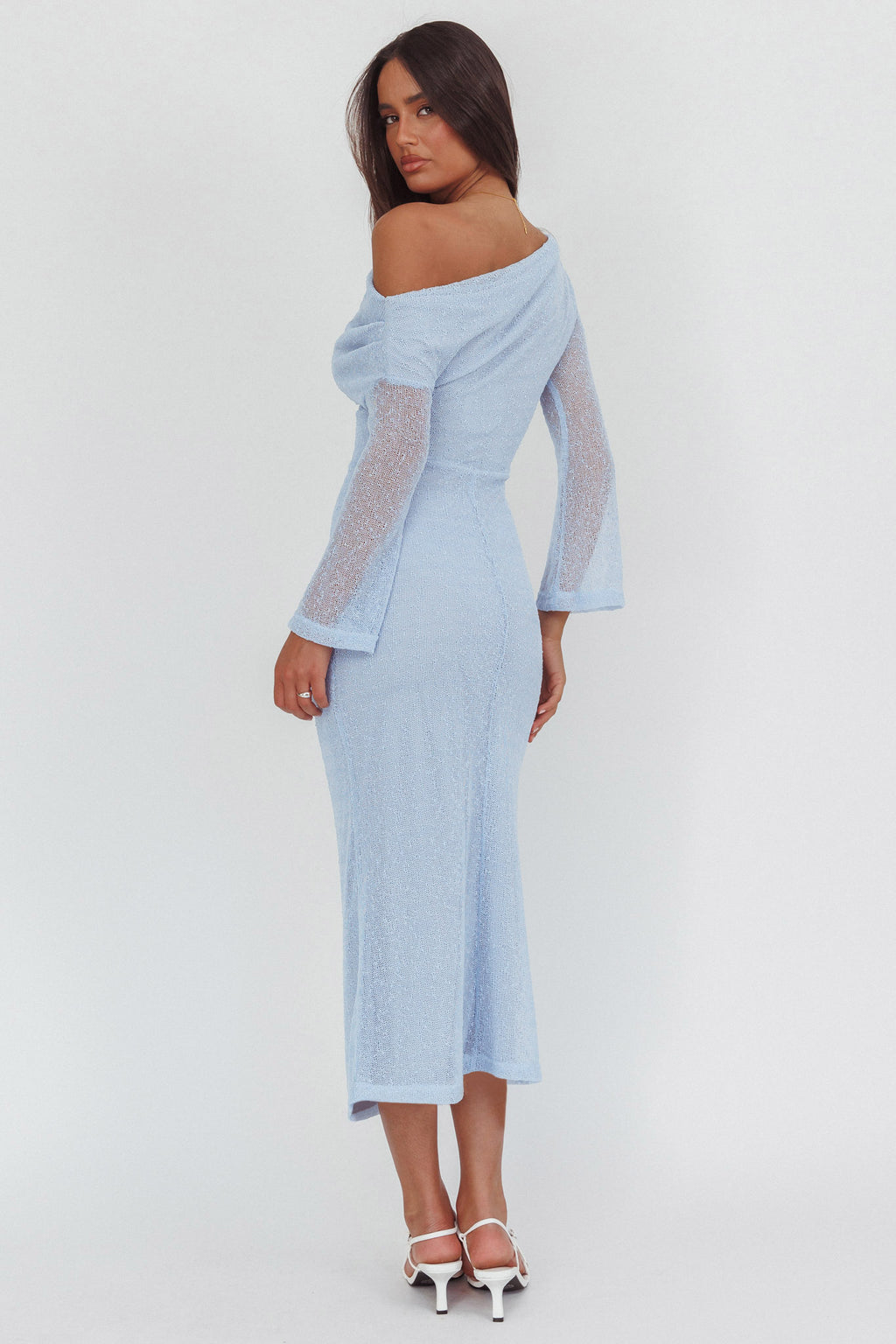Alivya Asymmetric Neckline Knit Maxi Dress Blue by Selfie Leslie