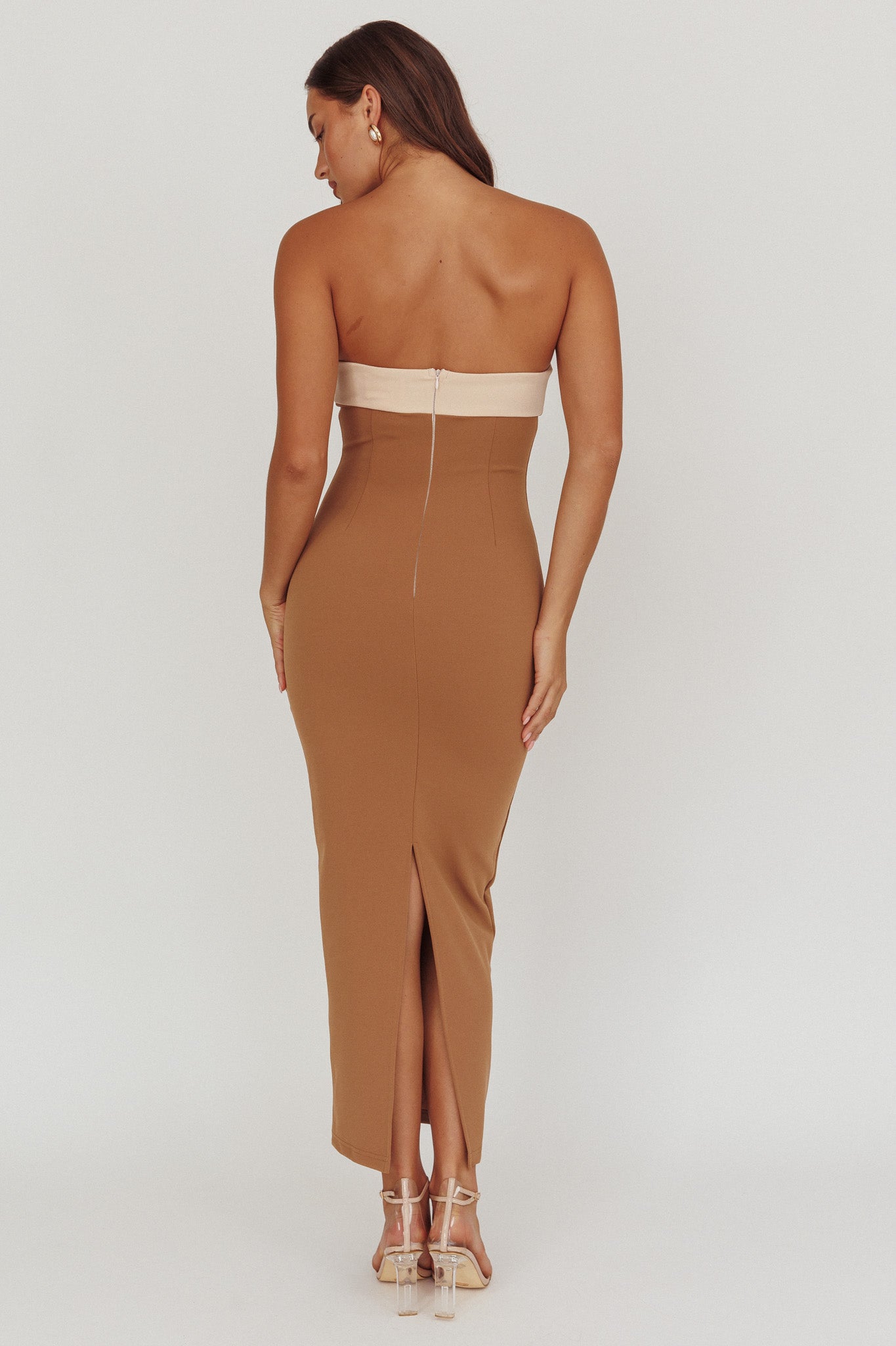 Regent Strapless Maxi Dress Contrast Camel - S Regent Strapless Maxi Dress Contrast Camel - S
