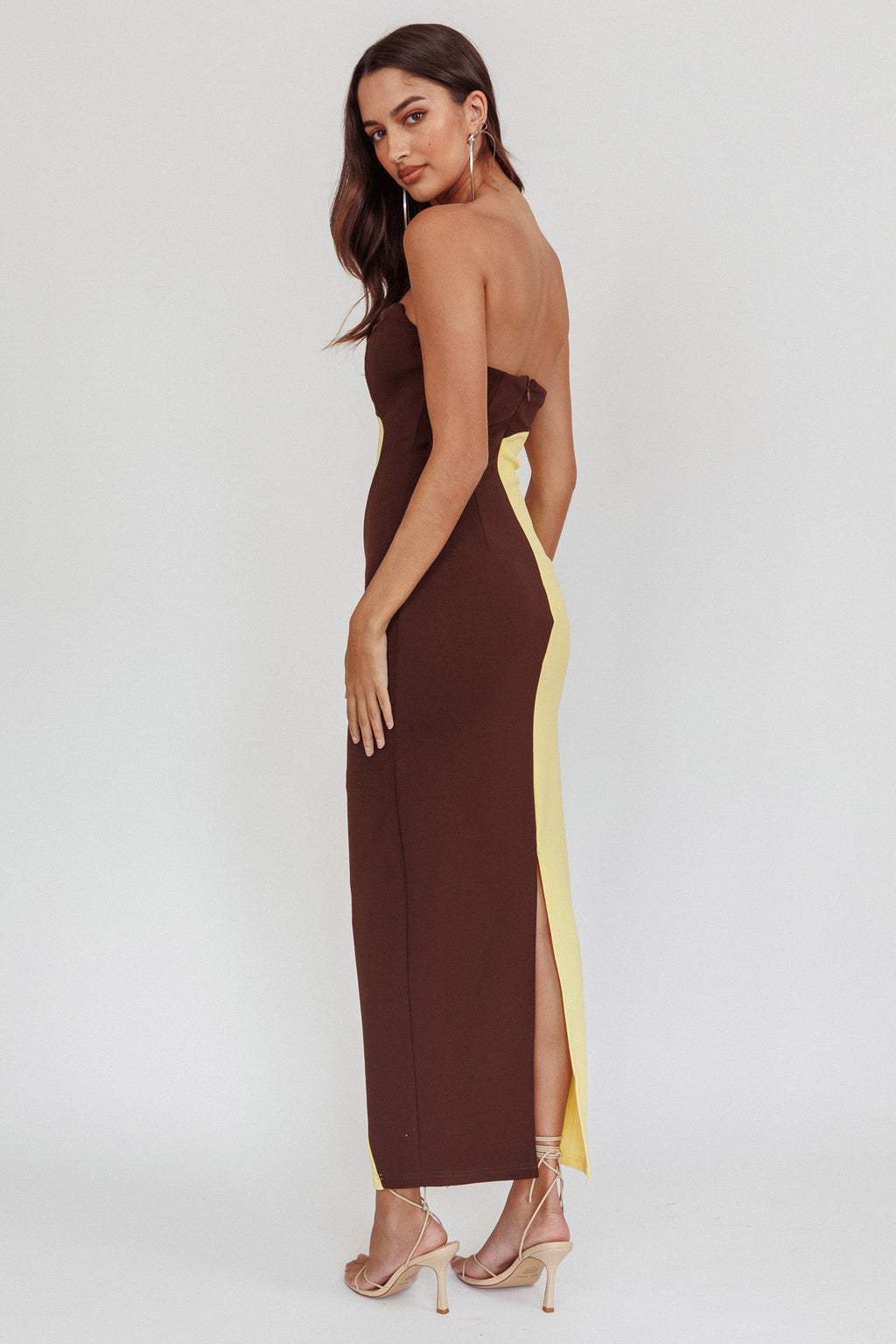 Regent Strapless Maxi Dress Cedar Yellow by Selfie Leslie
