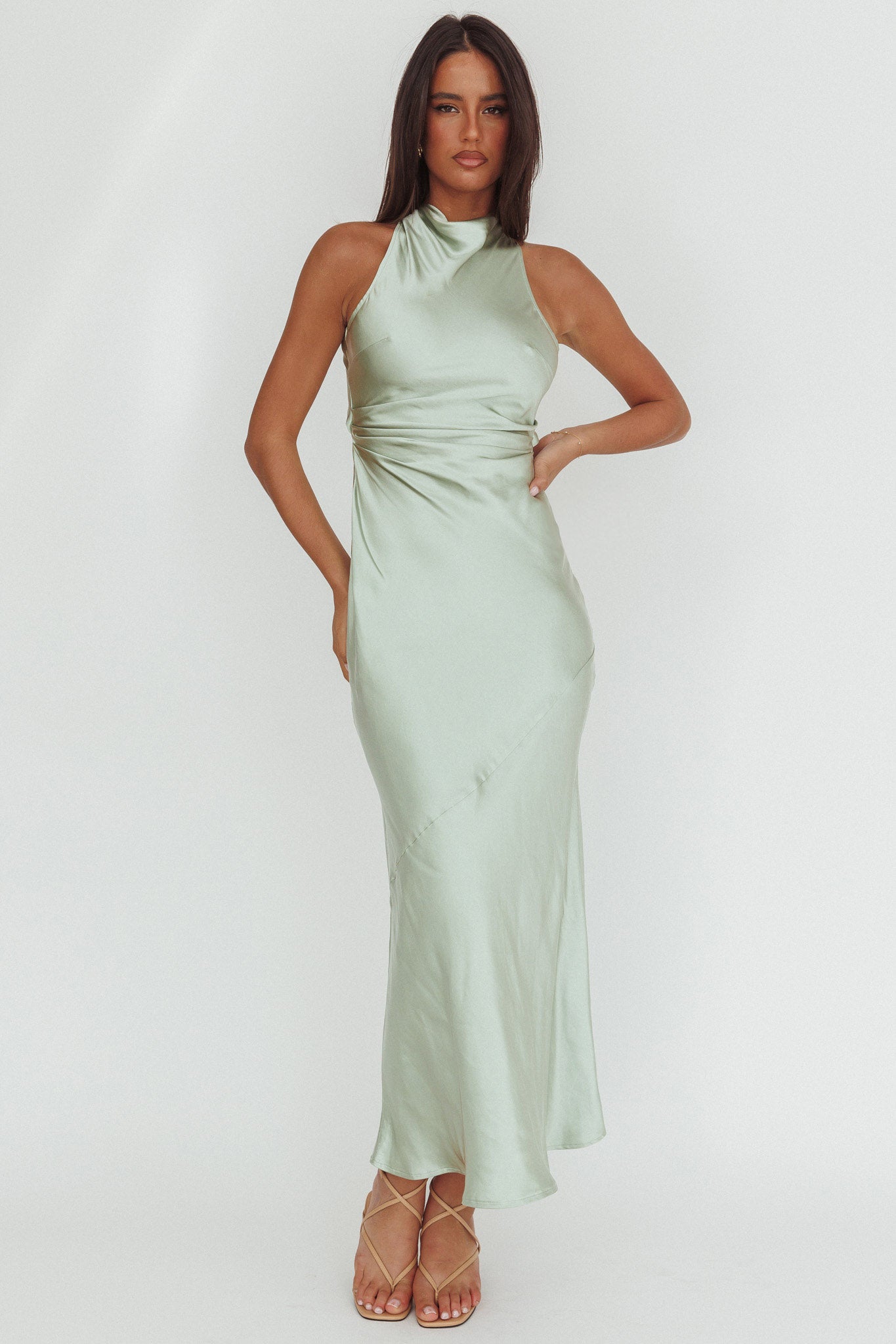 pistachio bridesmaid dresses Moonlight Mirage Criss-Cross Back Maxi Dress Little White Dresses 2026 Coastal summer vows find `14 (2XL) Made To Order Sizes:AU 4XL/20