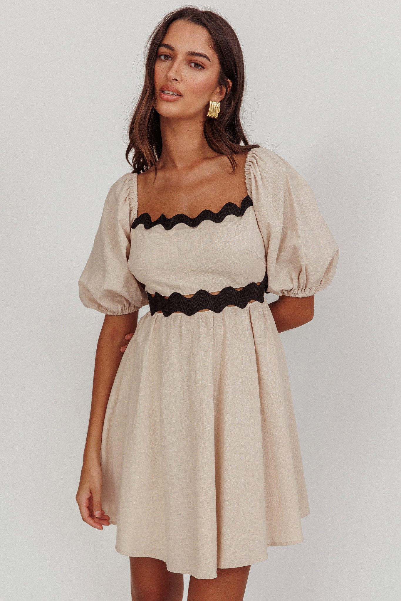 puff sleeve a line dress Akali A-line Mini Oat XL Color:Pink Tiles | (sv2323) core essentials metallic: Dresses For Women Ideal for garden or
