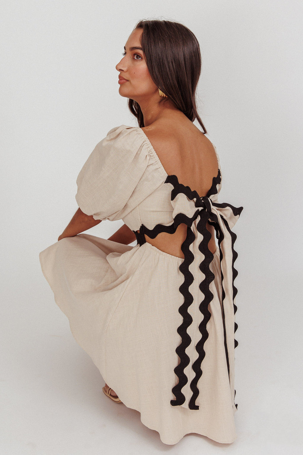 Akali Puff Sleeve A-line Mini Dress Oat by Selfie Leslie