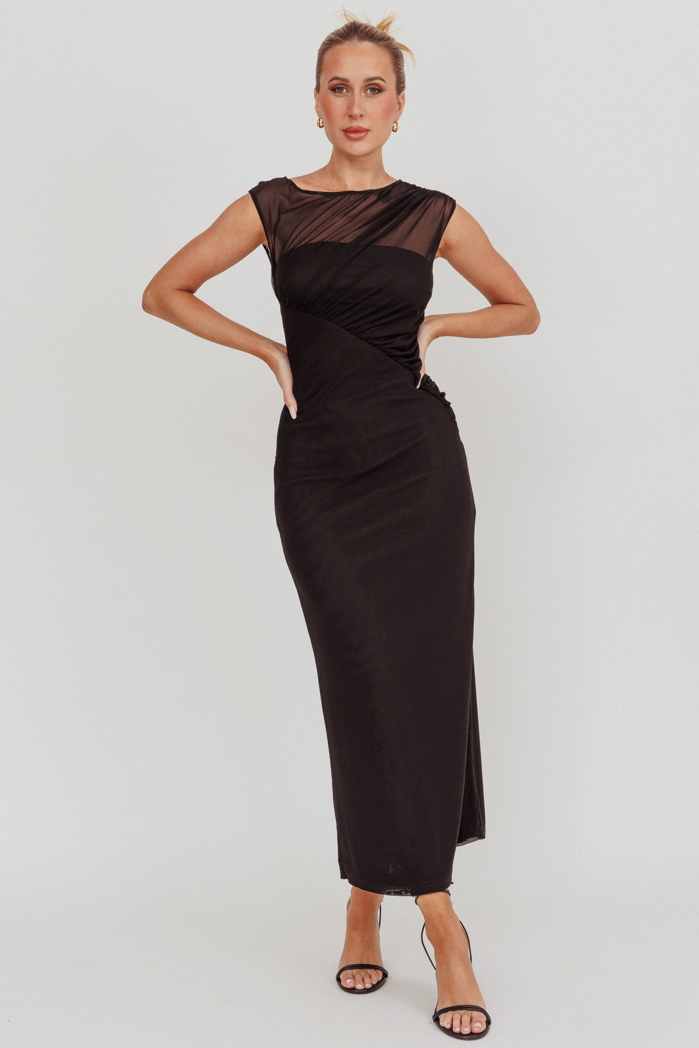 Passion Mesh Sleeveless Maxi Dress Black XS Passion Mesh Sleeveless Maxi Dress Black XS