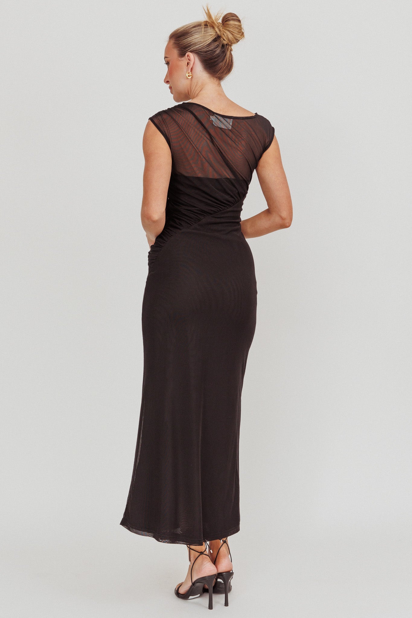 long black sleeveless dress Passion Mesh Sleeveless Maxi Dress Black XS