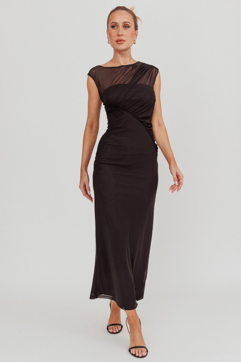 max studio mesh sleeveless maxi dress Passion Mesh Sleeveless Maxi Dress Black XS