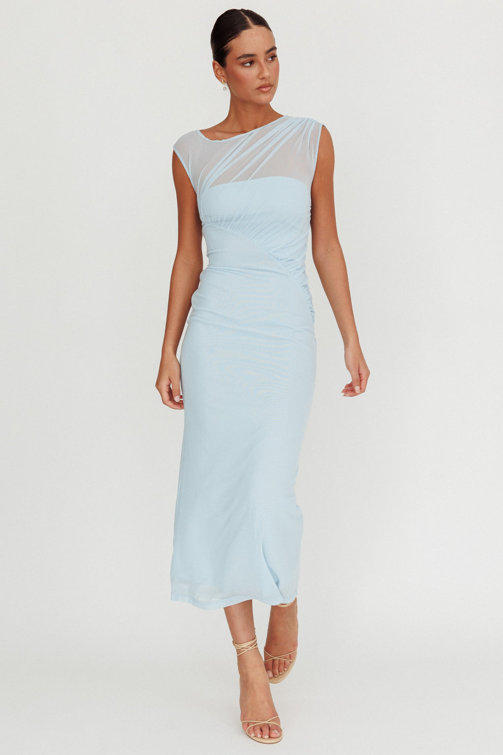 Passion Mesh Sleeveless Maxi Dress Blue by Selfie Leslie