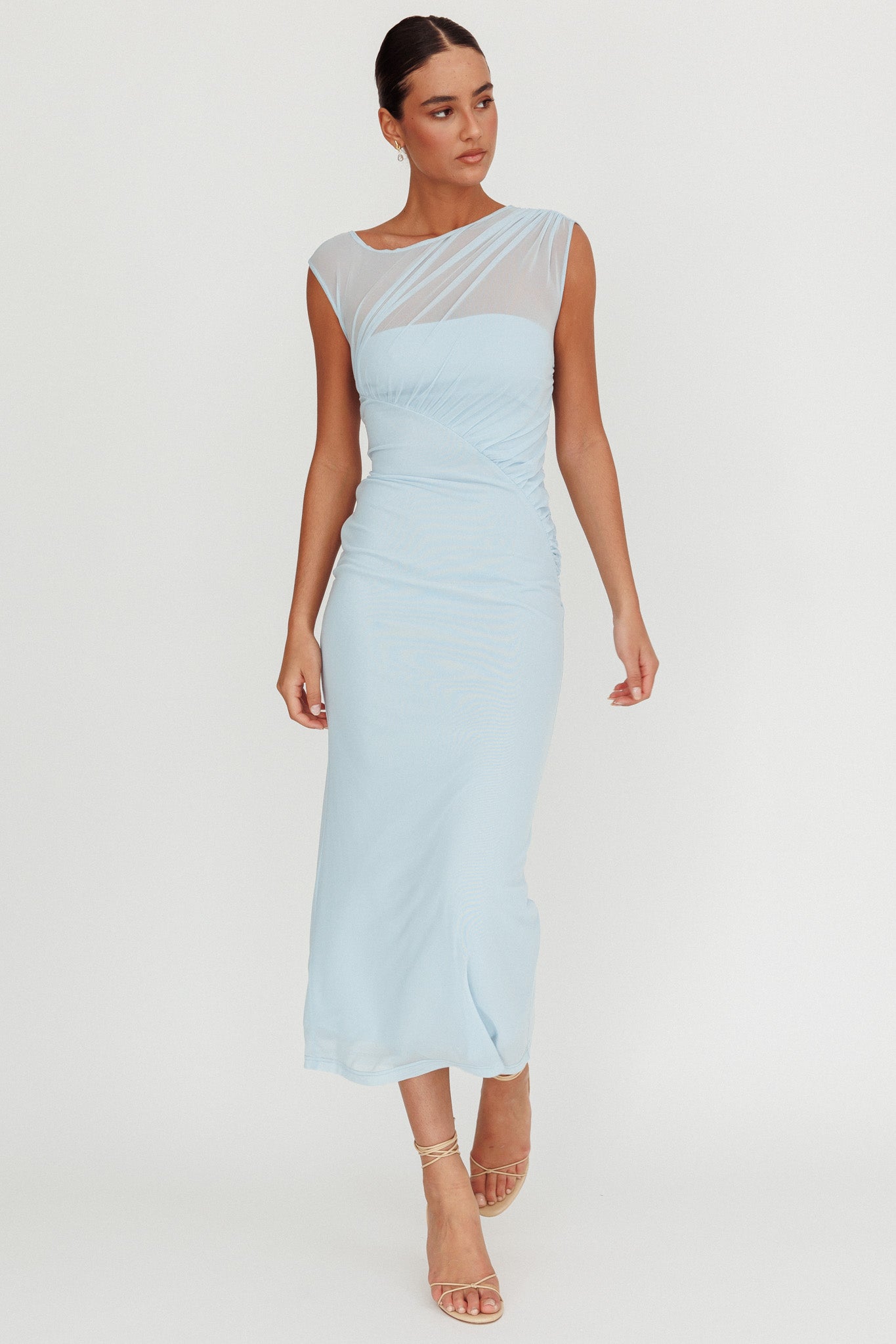 Passion Mesh Sleeveless Maxi Dress Blue by Selfie Leslie