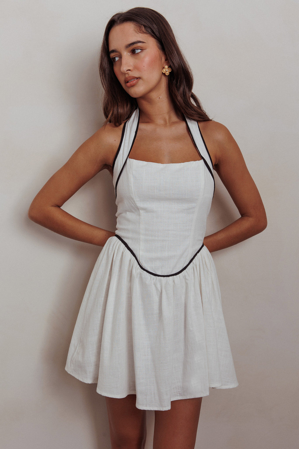 Rune Halterneck Mini Dress White by Selfie Leslie