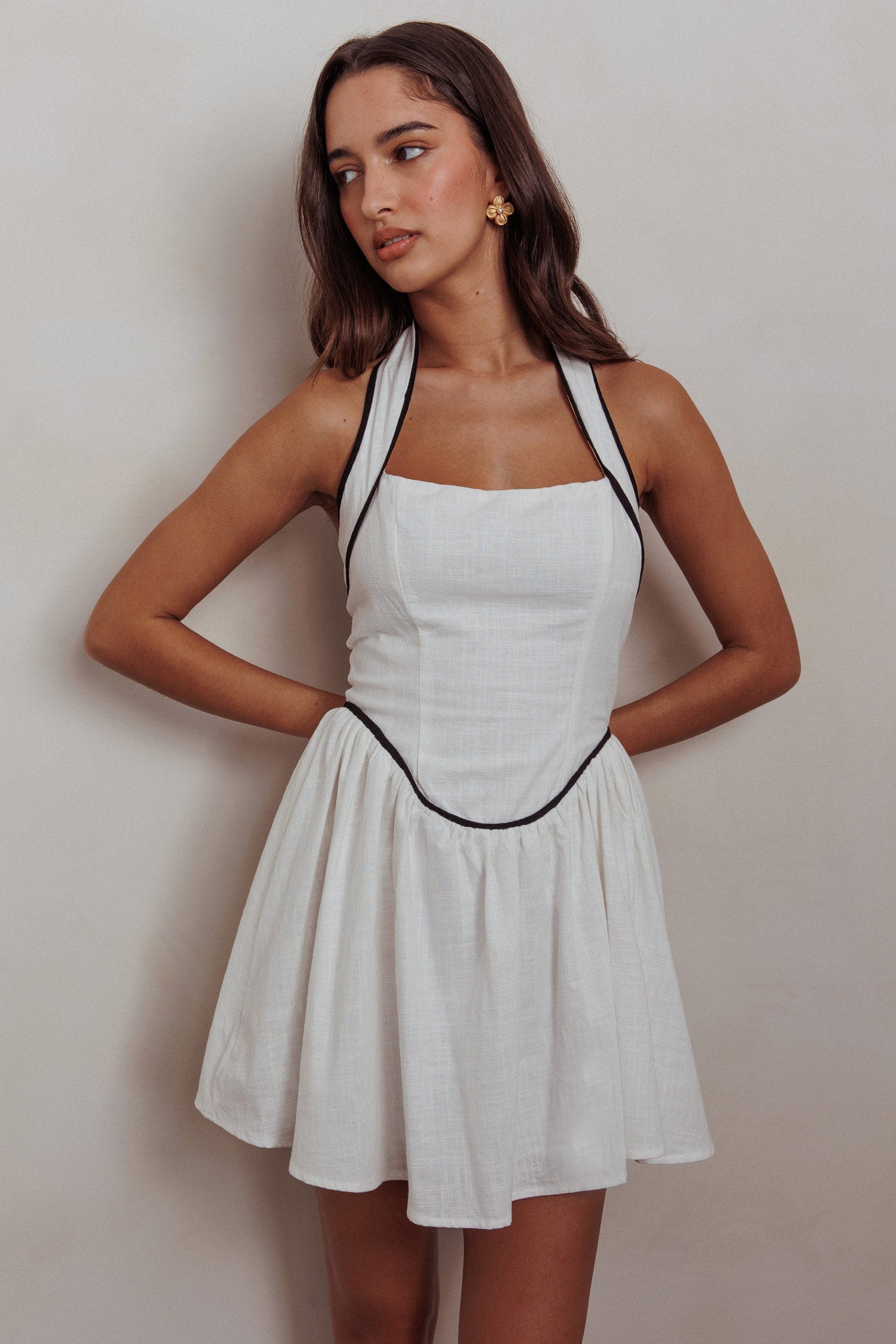Rune Halterneck Mini Dress White by Selfie Leslie