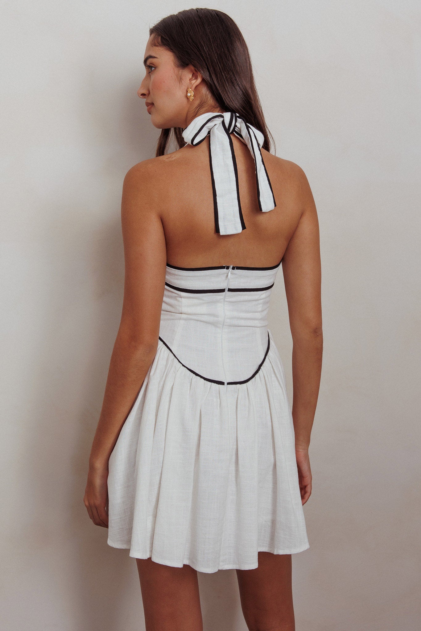 Rune Halterneck Mini Dress White by Selfie Leslie