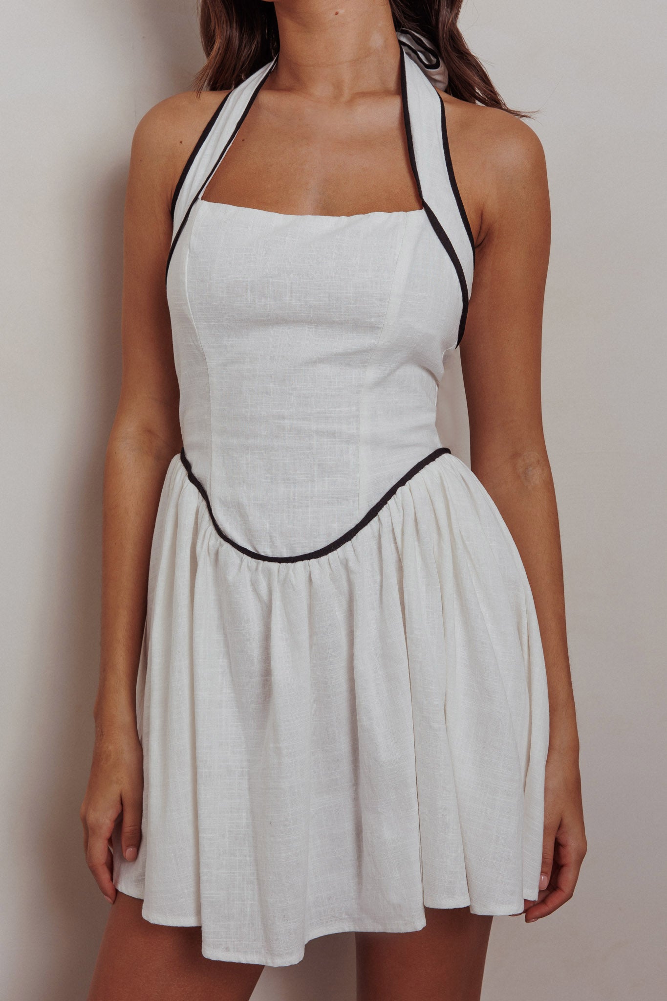 Rune Halterneck Mini Dress White by Selfie Leslie