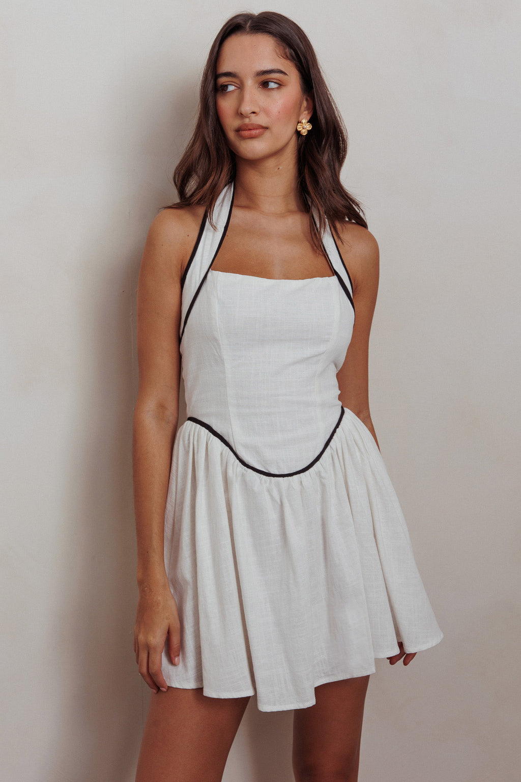 Rune Halterneck Mini Dress White by Selfie Leslie