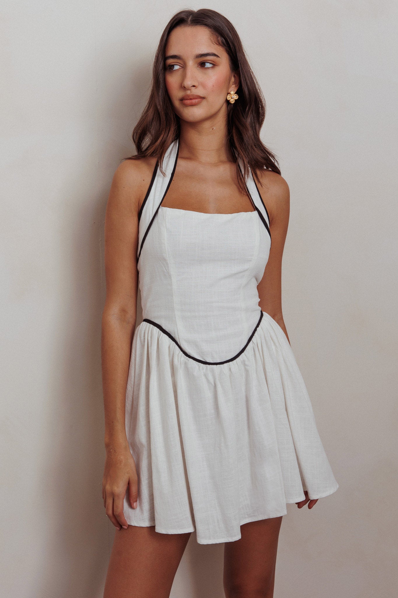 Rune Halterneck Mini Dress White by Selfie Leslie
