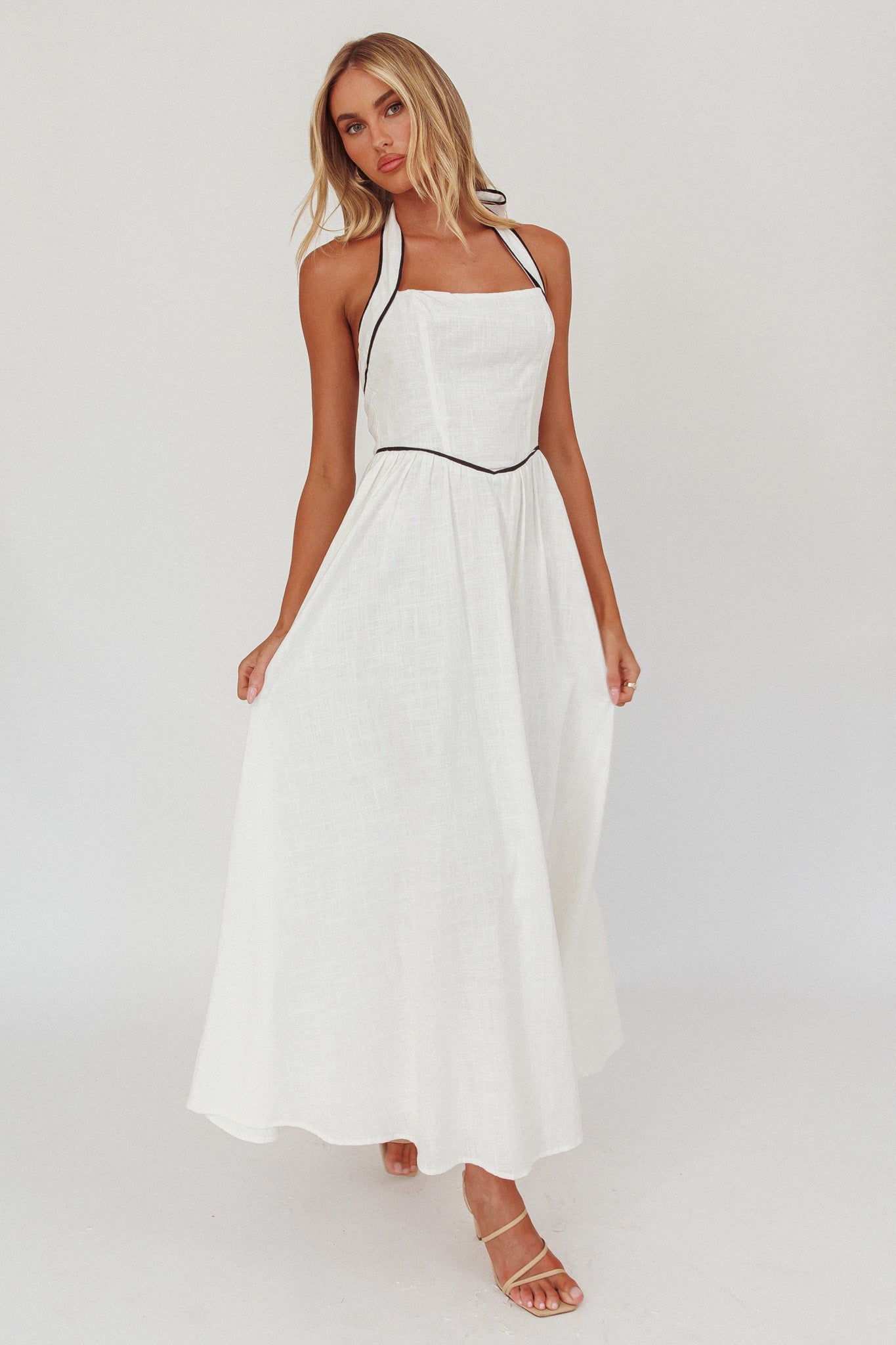 Shop the Rune Backless Maxi Dress White