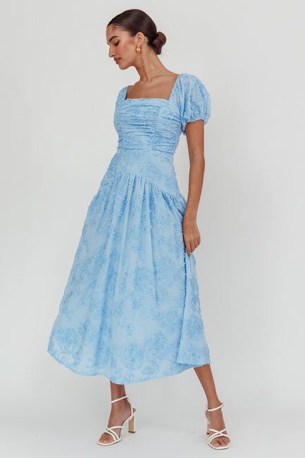 Telma Puff Sleeves Midi Dress Blush