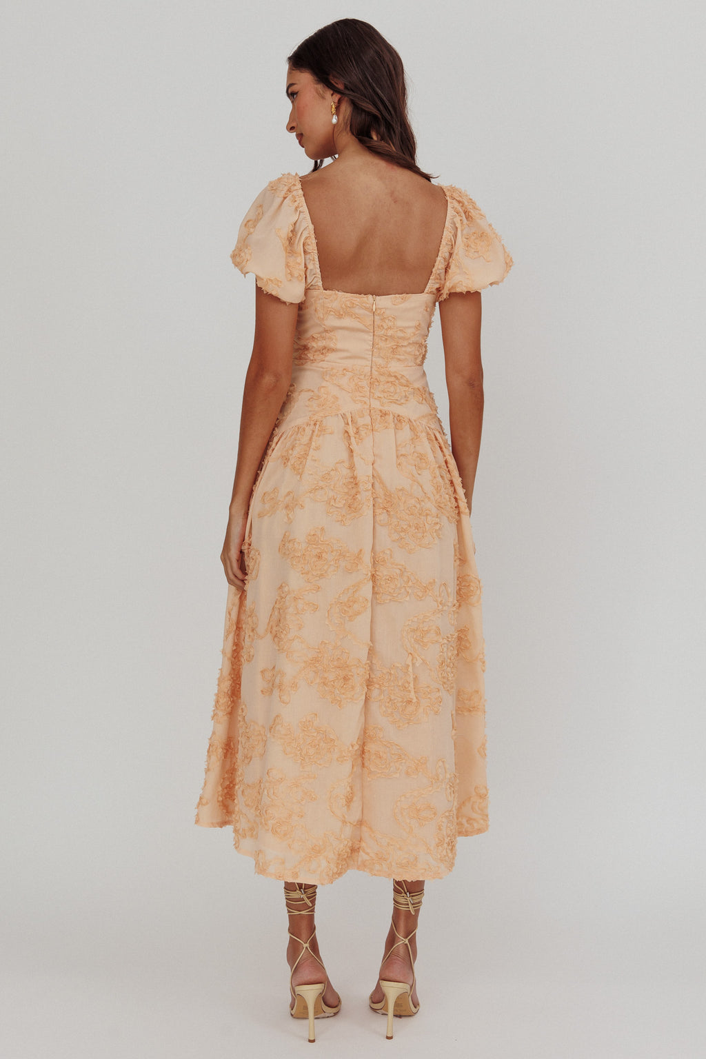 Telma Puff Sleeves Midi Dress Blush by Selfie Leslie
