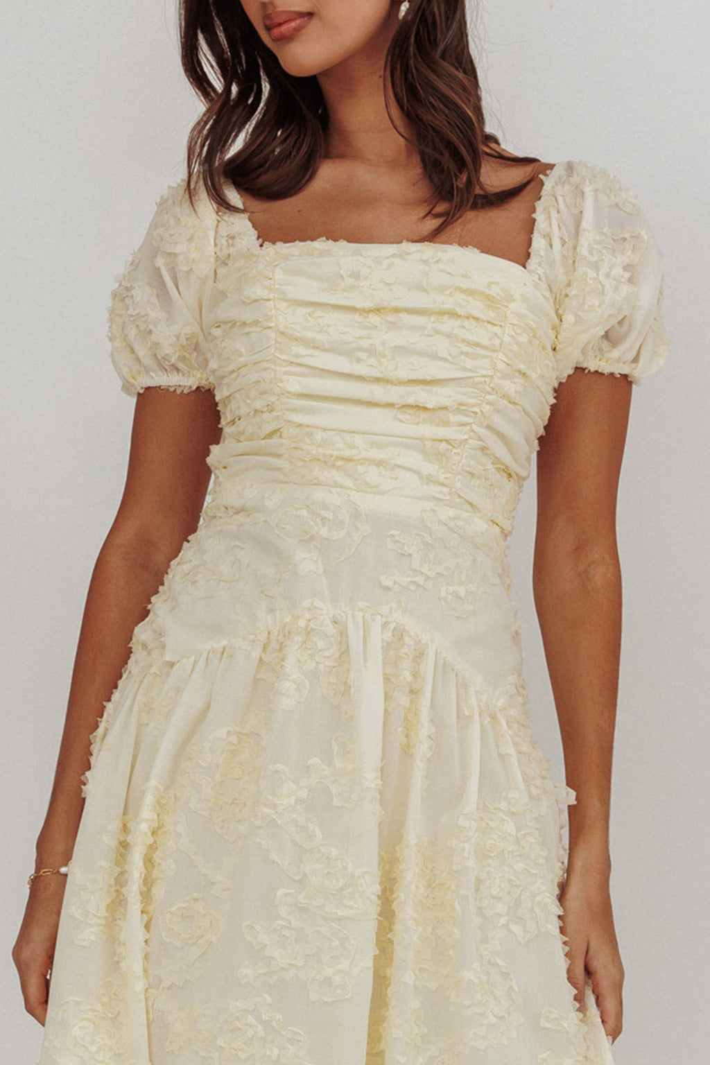 Telma Puff Sleeves Midi Dress Butter by Selfie Leslie