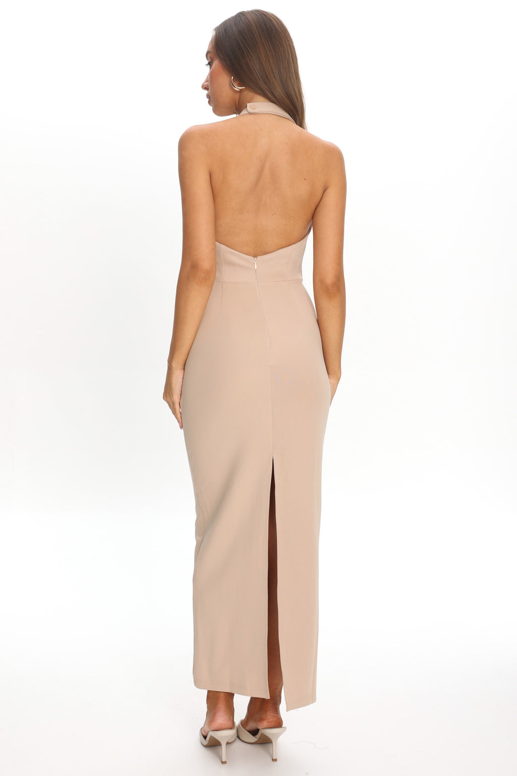 Goldfoil Halter Neck Maxi Dress Ecru | Selfie Leslie Goldfoil Halter Neck Maxi Dress Ecru | Selfie Leslie