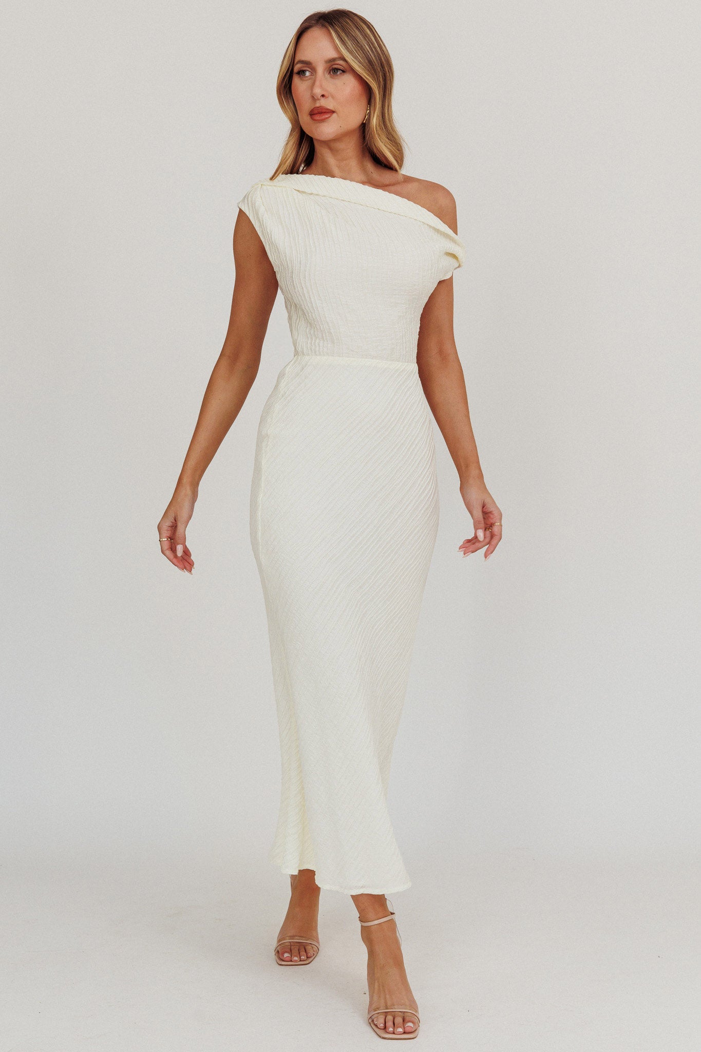 Play Date Off Shoulder Textured Midi Dress Cream Play Date Off Shoulder Textured Midi Dress Cream