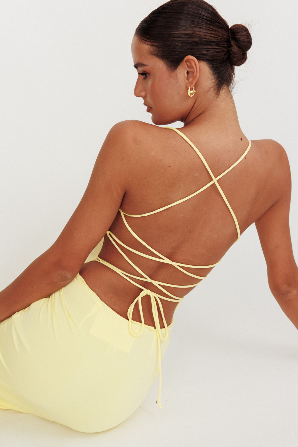 Ignite Rosette Backless Maxi Dress Lemon by Selfie Leslie