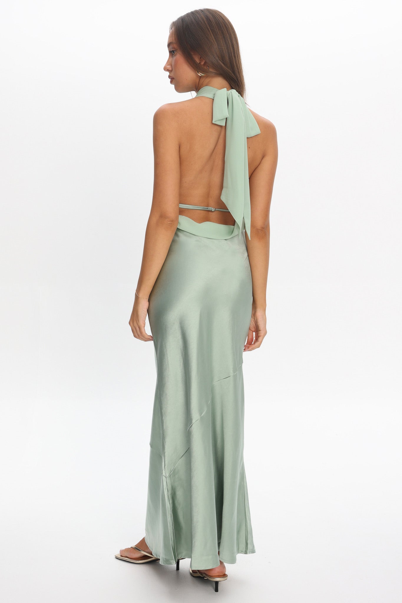 Leading Lady Open Back Cowl Maxi Dress Sage– Selfie Leslie