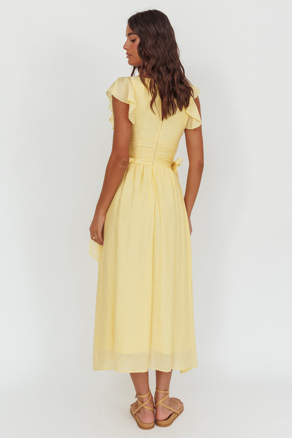 Elsewhere Waist Bows Maxi Dress Banana by Selfie Leslie