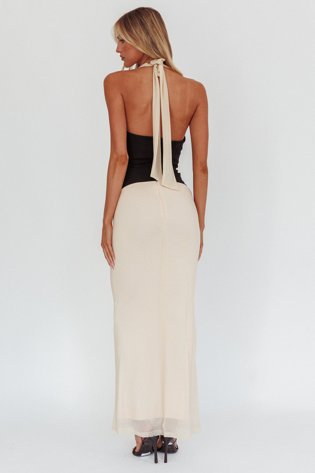 Milos Contrast Halter Maxi Dress Cream by Selfie Leslie