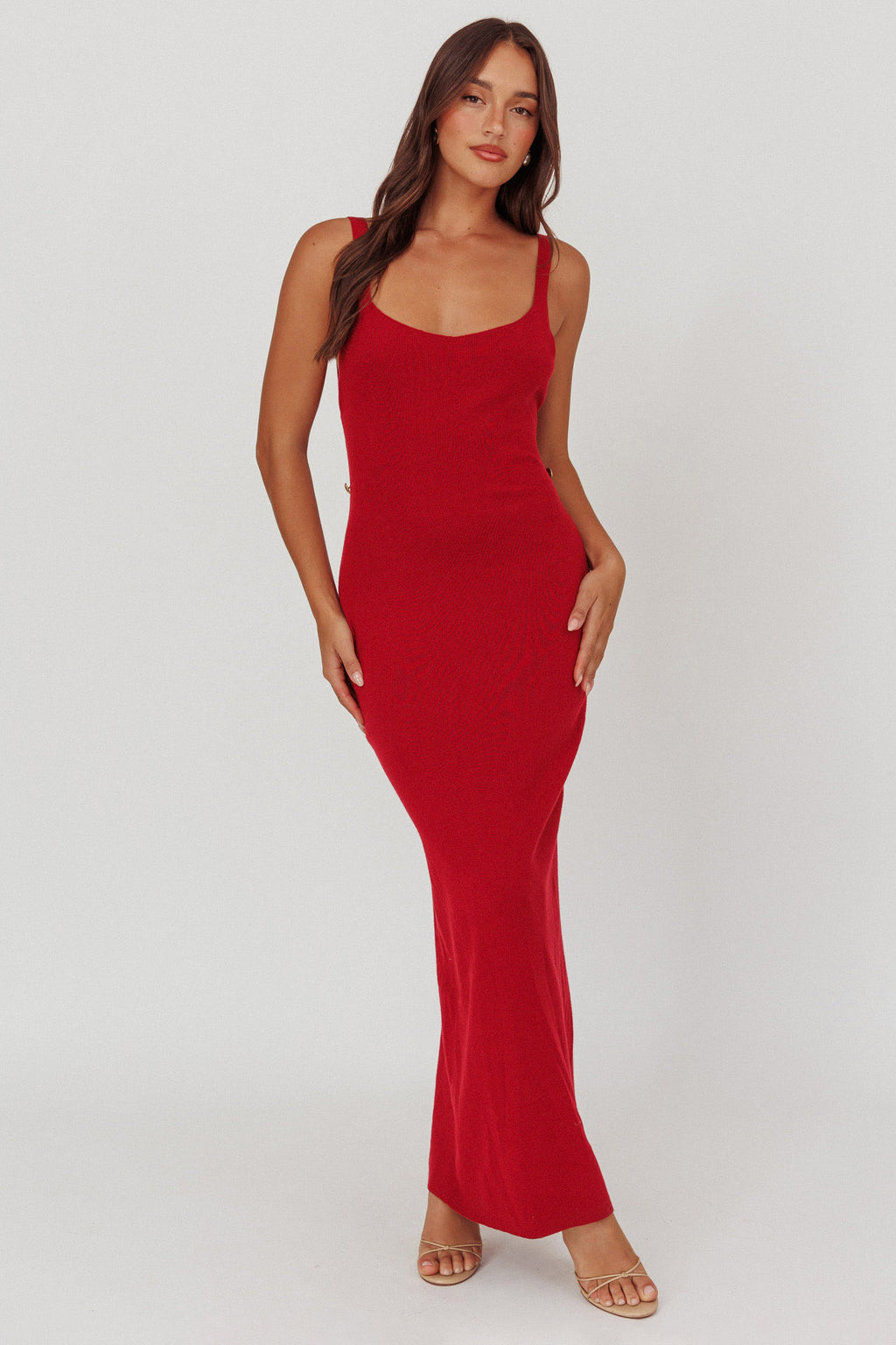 Fall Moon Cut-Out Back Maxi Dress Cherry by Selfie Leslie