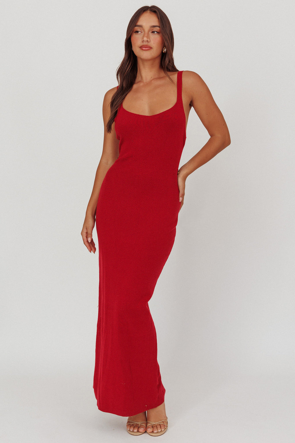 Fall Moon Cut-Out Back Maxi Dress Cherry by Selfie Leslie