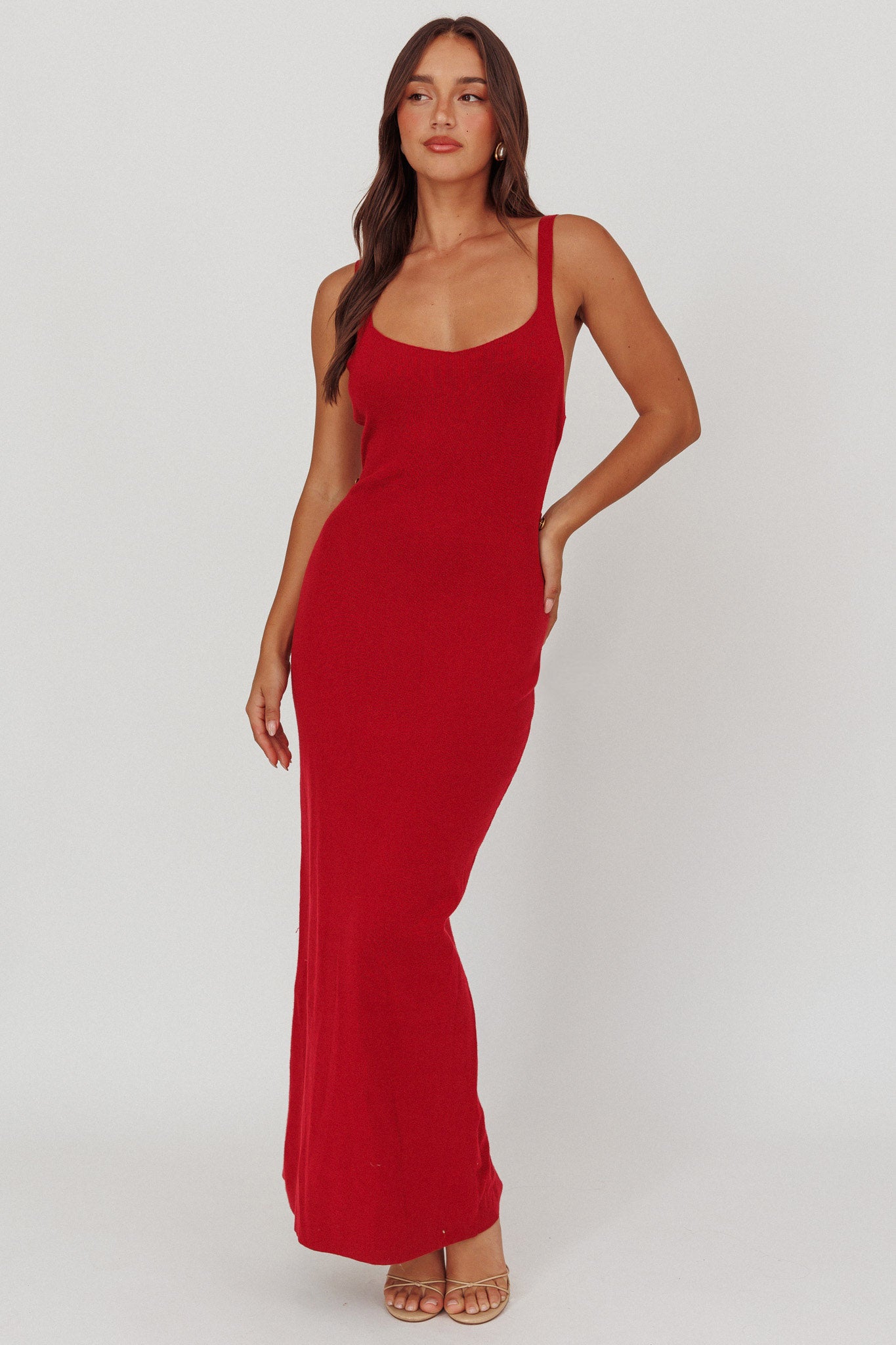 Fall Moon Cut-Out Back Maxi Dress Cherry by Selfie Leslie