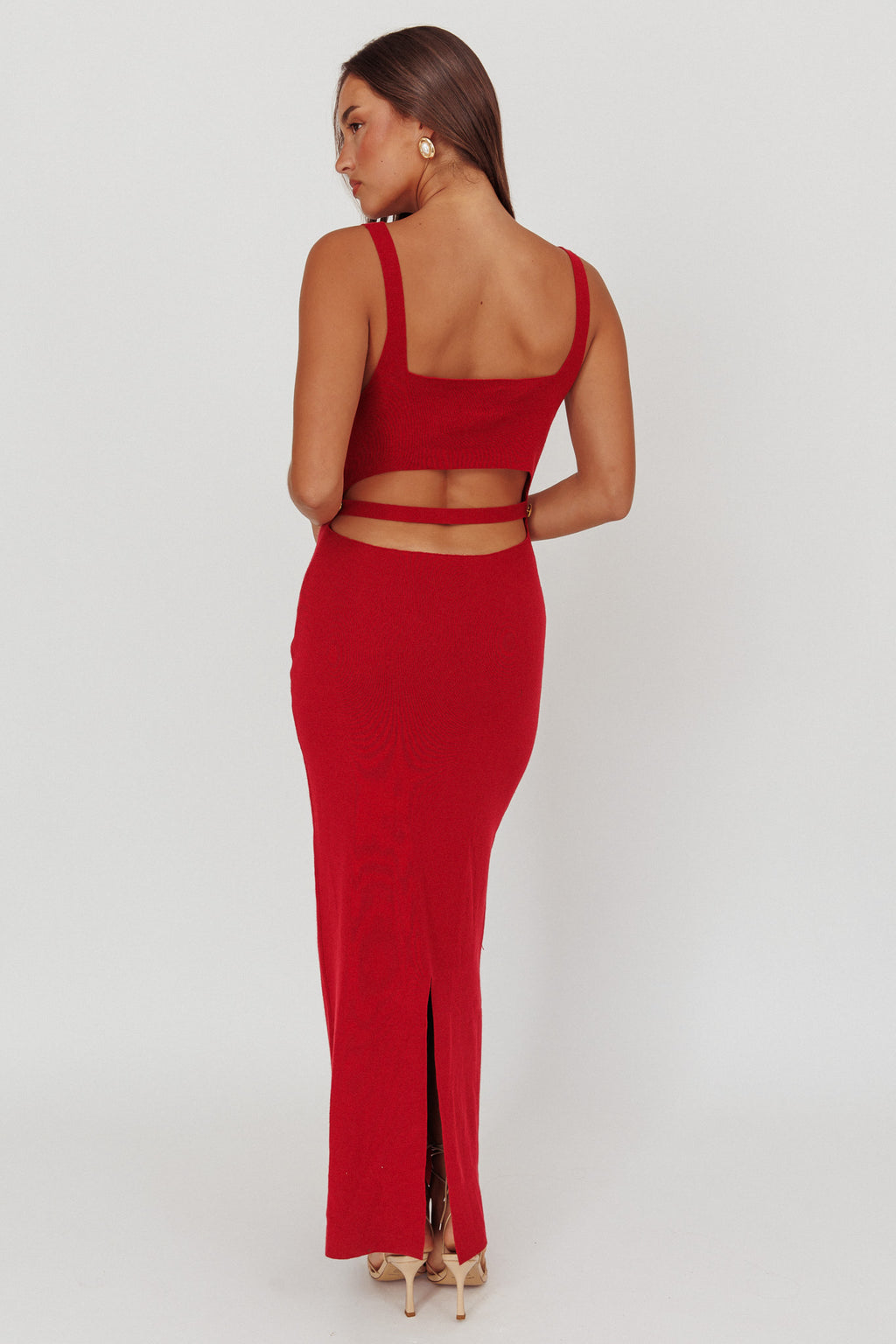 Fall Moon Cut-Out Back Maxi Dress Cherry by Selfie Leslie