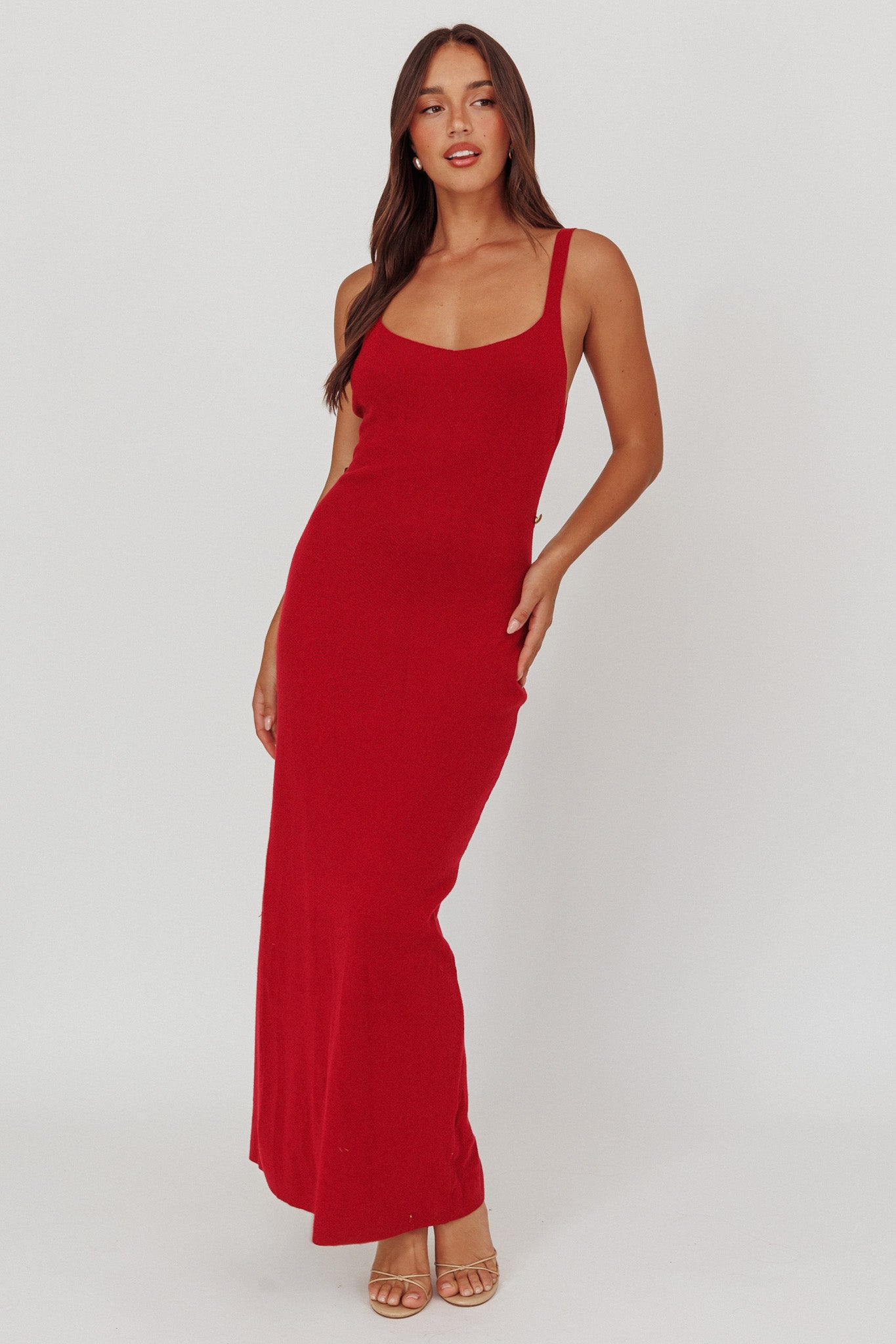 Fall Moon Cut-Out Back Maxi Dress Cherry by Selfie Leslie
