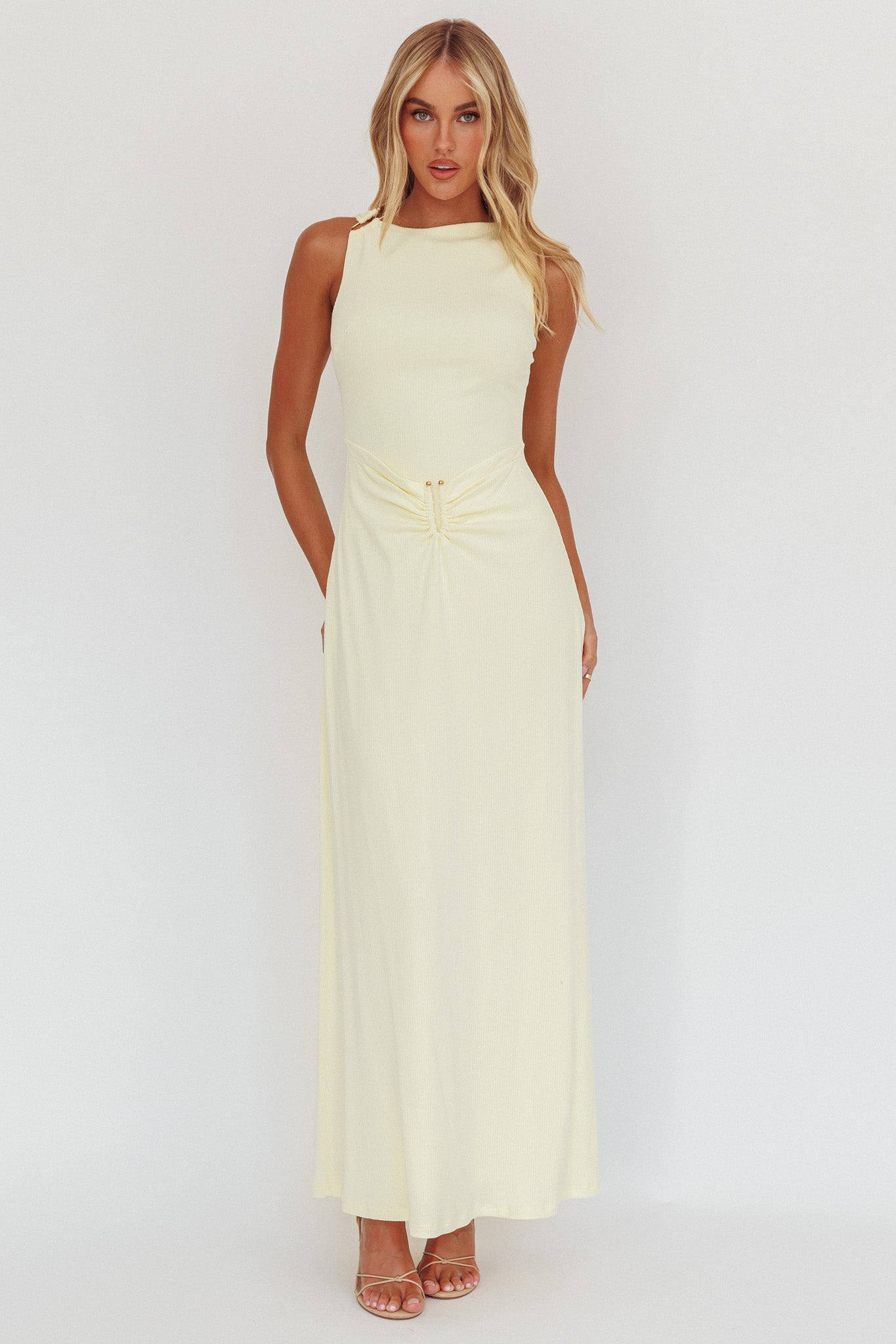 Casino Gold Hardware Ribbed Maxi Dress Butter M Casino Gold Hardware Ribbed Maxi Dress Butter M