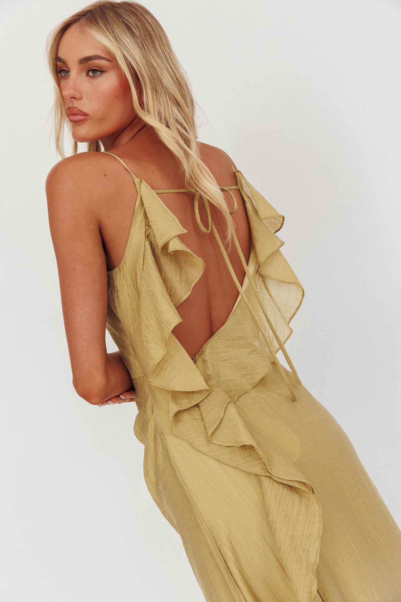 Soul Fires Ruffle Back Maxi Dress Hazel by Selfie Leslie