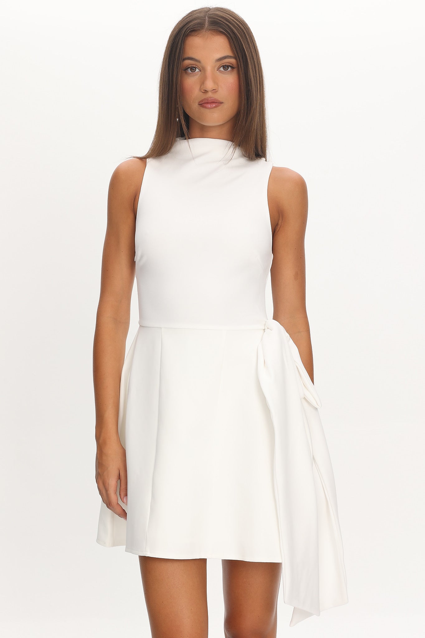 Breaker High Neck Mini Dress White White by Selfie Leslie