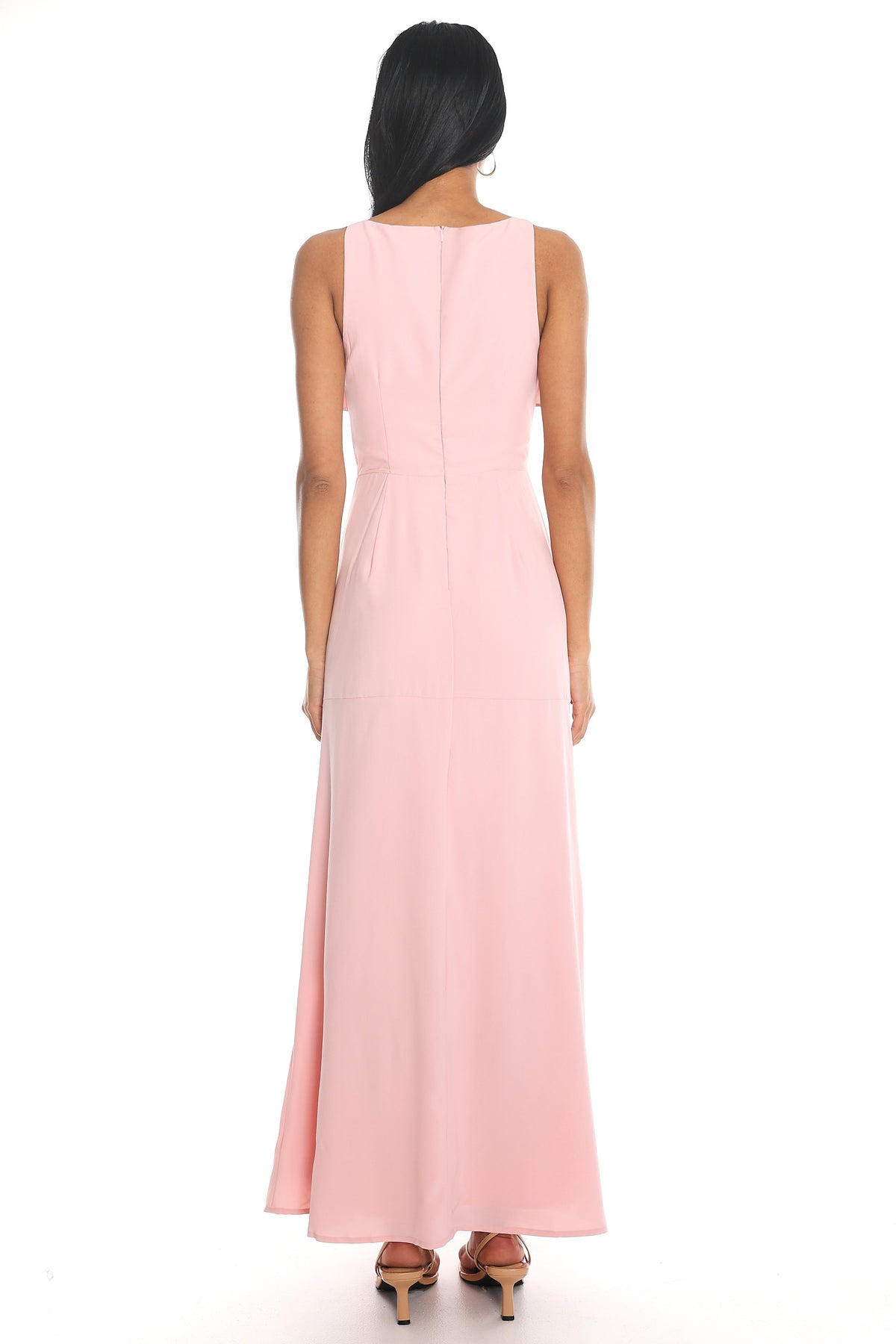 Firelights Ruffle Trim Maxi Dress Pink by Selfie Leslie